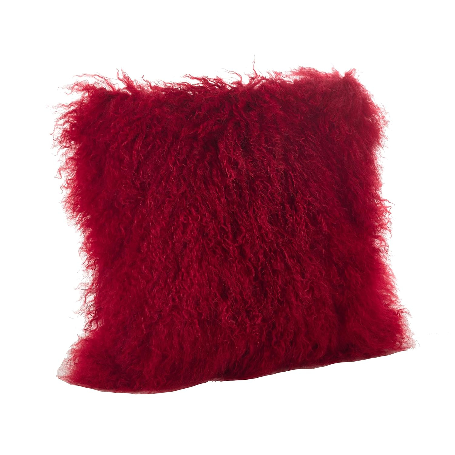 Saro Lifestyle 100% Wool Mongolian Lamb Fur Poly Filled Throw Pillow