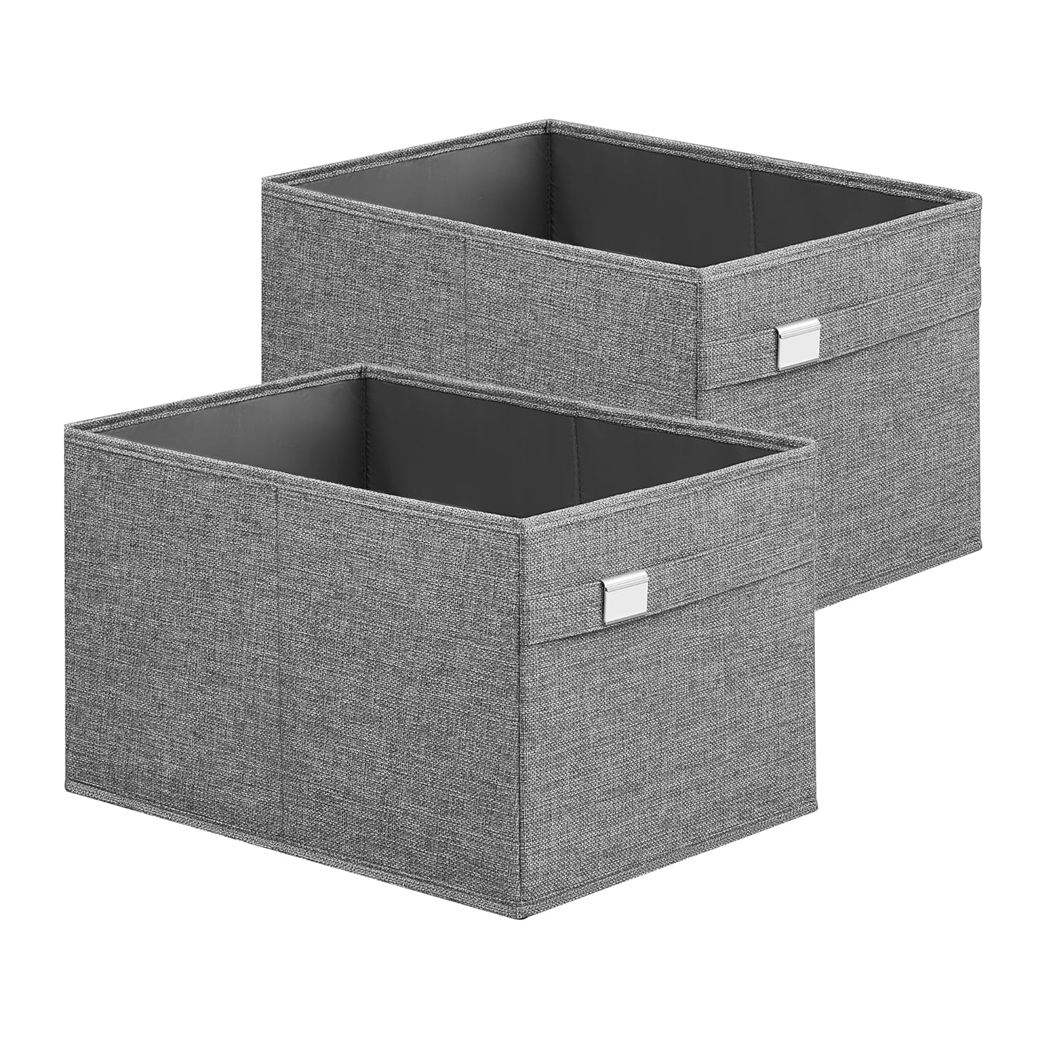 SONGMICS Storage Baskets, Set of 4 Extra Large Storage Bins for Organizing, 30L, 15.7 x 11.8 x 9.8 Inches, Fabric Storage Cubes for Shelves, Easy to Clean, Foldable, 2 Handles, Dove Gray UROB240G04