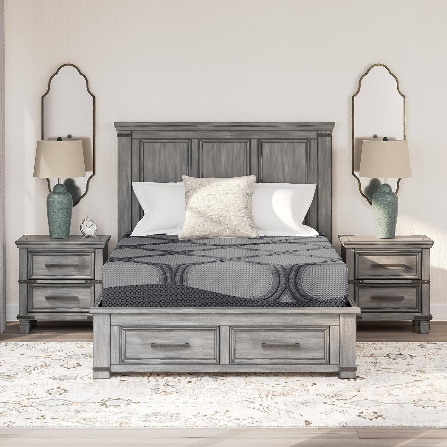 Queen Size Gray Hybrid Mattress with Gel Memory Foam