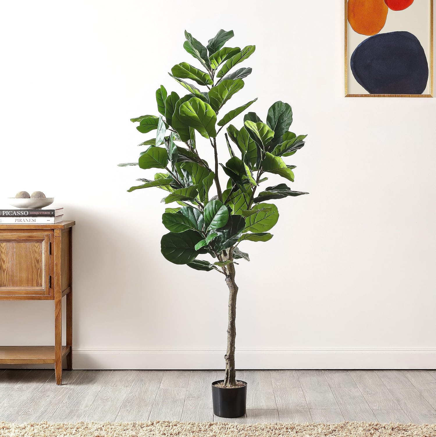 SAFAVIEH Faux Multi Branch Fiddle Leaf Fig 72" Potted Tree, Green