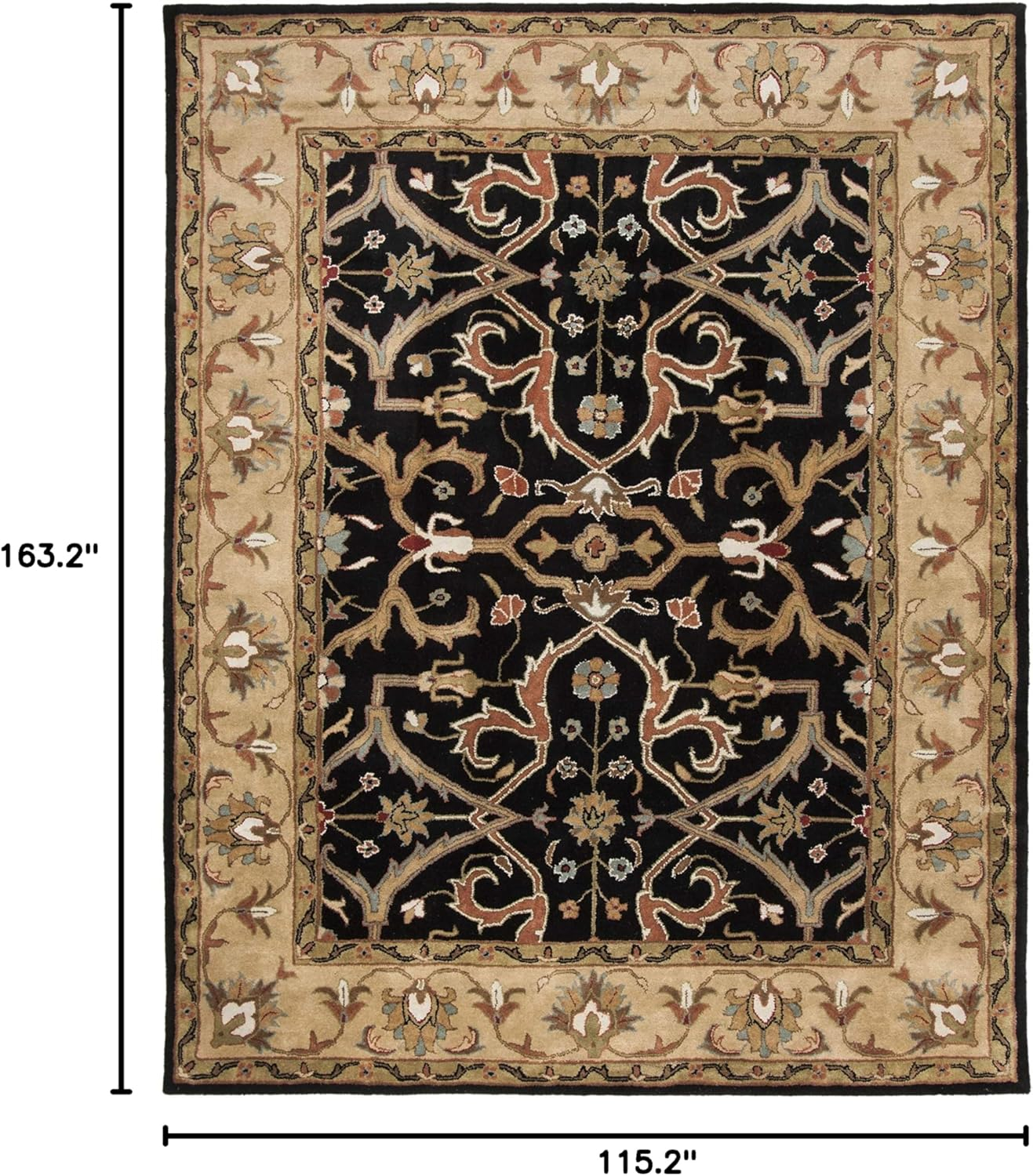 SAFAVIEH Heritage Oslo Traditional Wool Area Rug, Charcoal/Beige, 9'6" x 13'6"