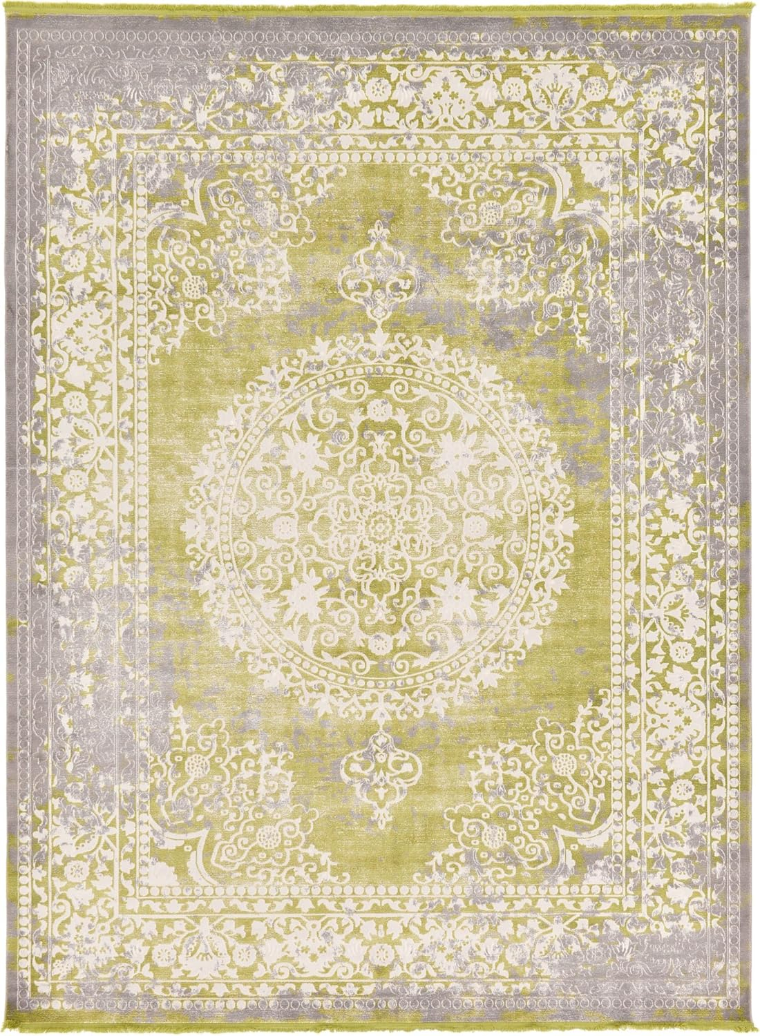 Unique Loom New Classical Collection Area Rug - Olwen (9'x 12' Rectangle, Light Green/ Gray)