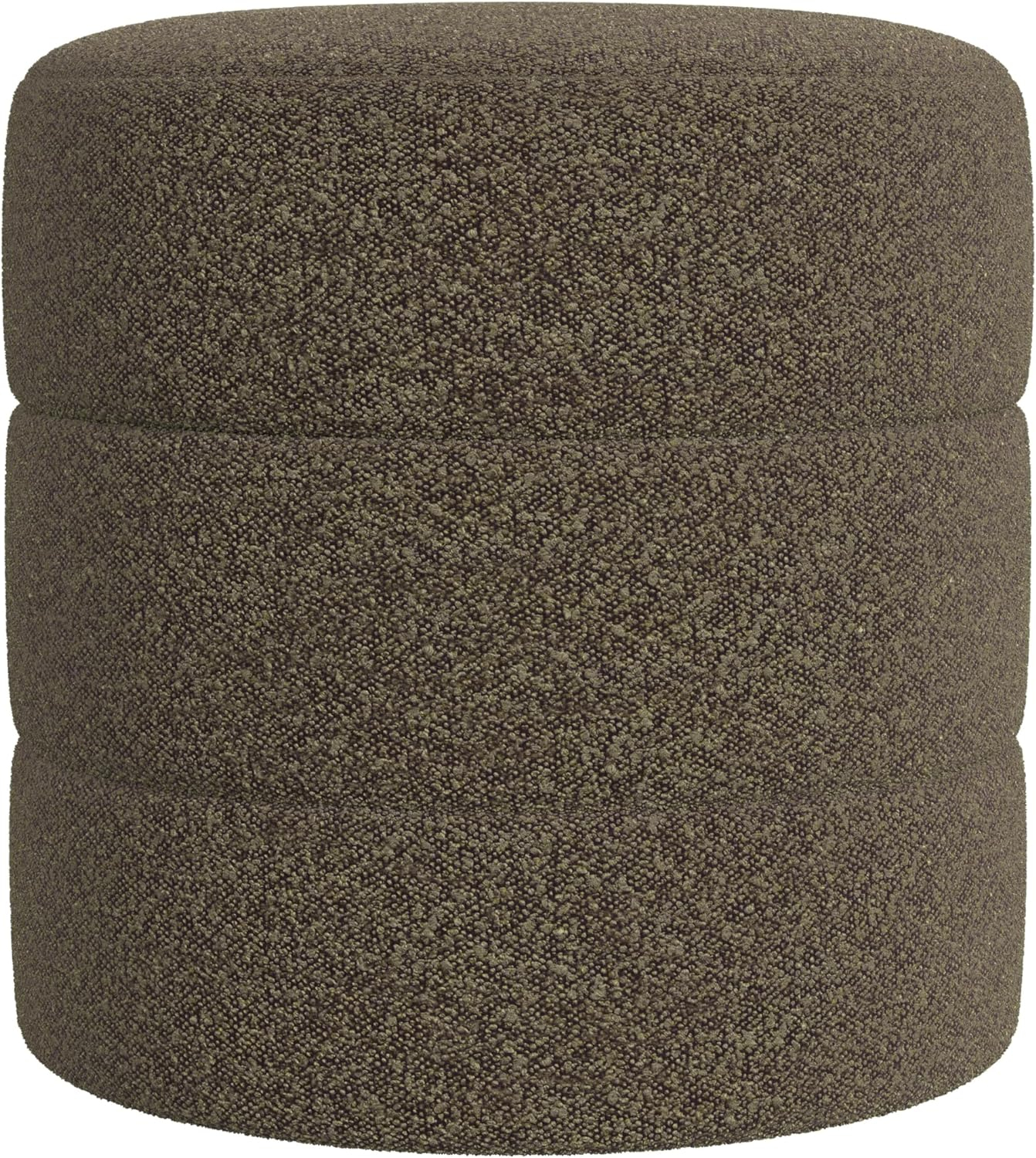 HomePop Upholstered Round Ottoman Home Décor|Foot Rest Ottoman - Dark Brown Boucle
