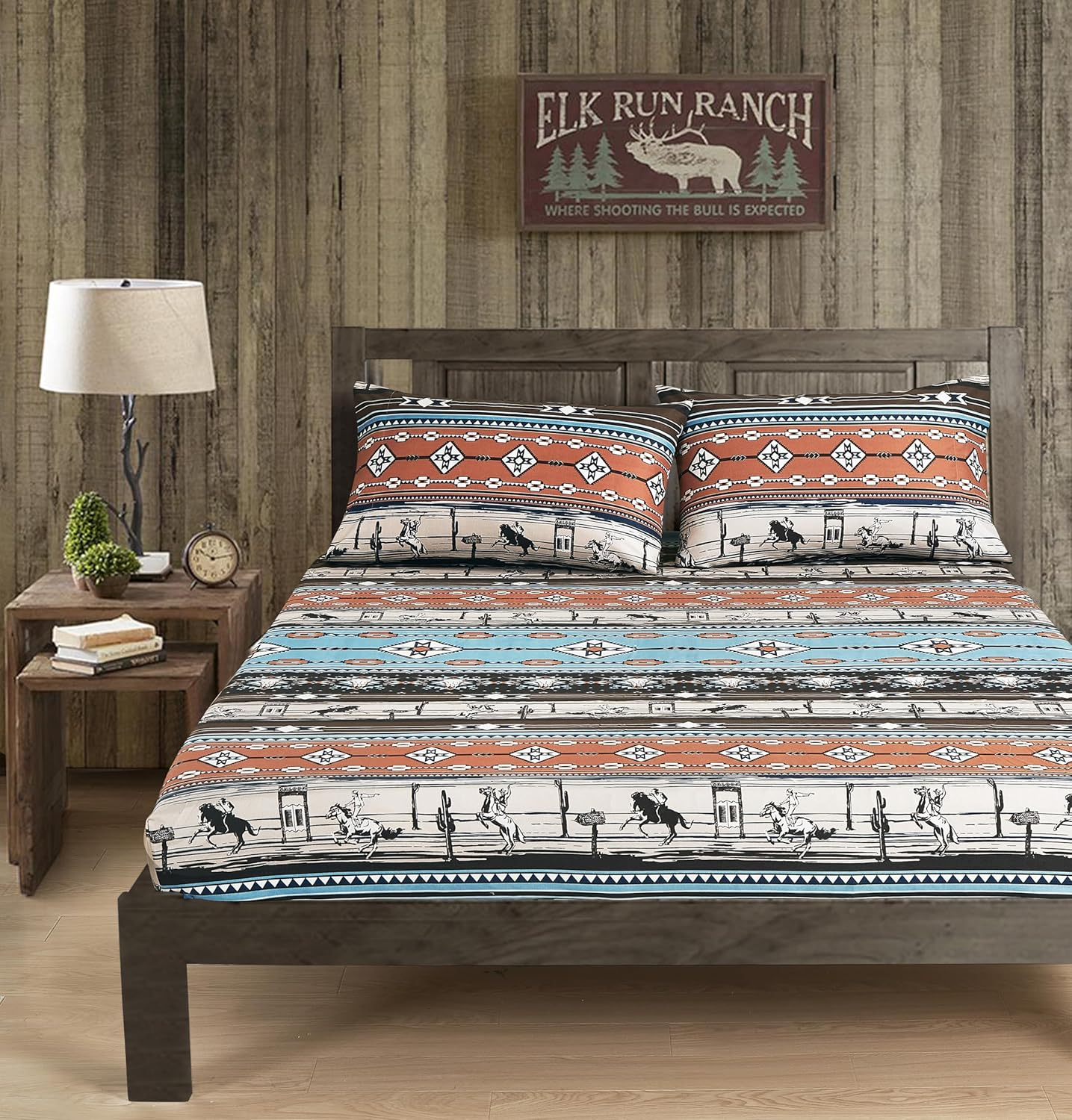 Southwestern Cowboy Rodeo Full Size Multicolor Microfiber Sheet Set