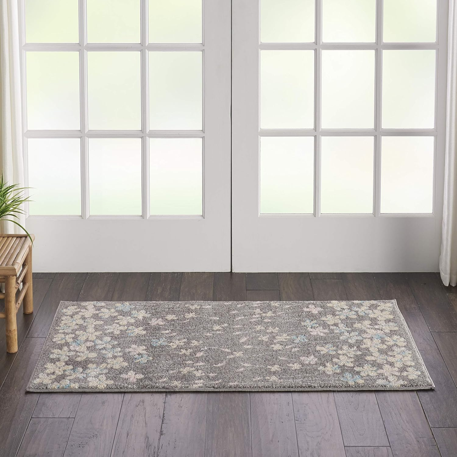 Nourison Tranquil Floral Ivory 5'3" x ROUND Area Rug, (5 Round)