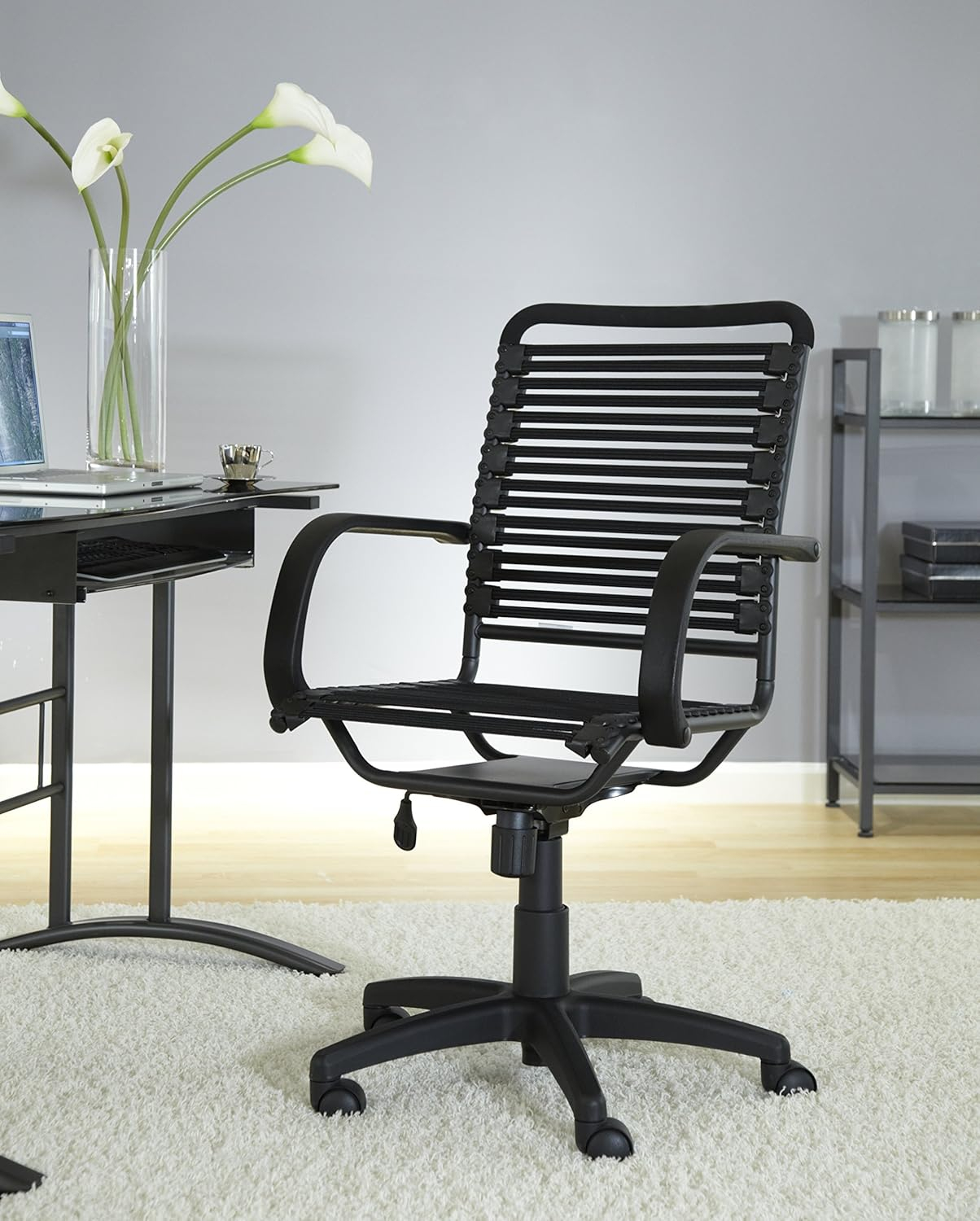High Back Black Metal Bungee Office Chair