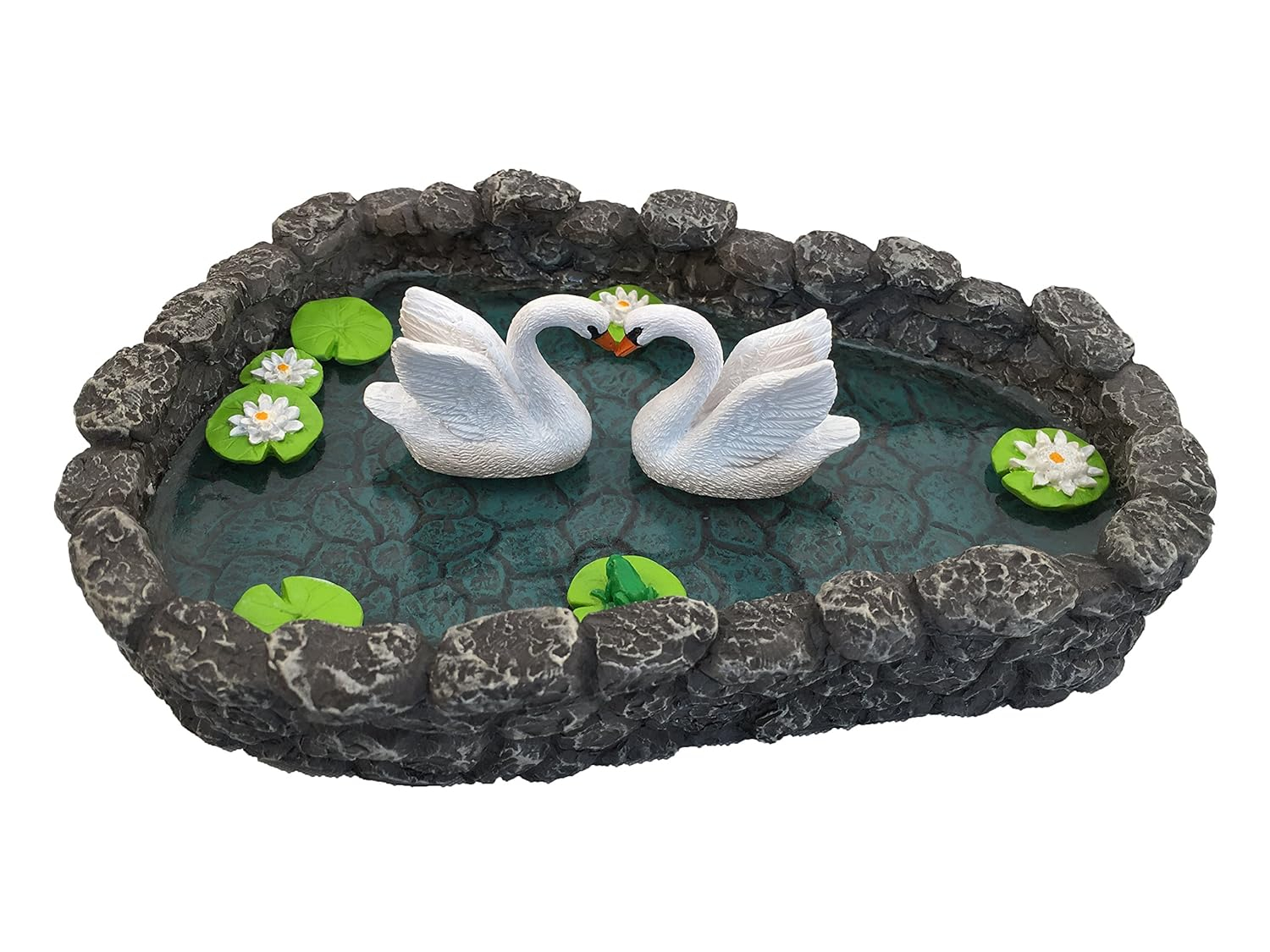 Swan Miniature Pond - LOVE is in the air!  A Miniature Swan Lake for a Miniature Fairy Garden and Miniature Garden Accessories by GlitZGlam