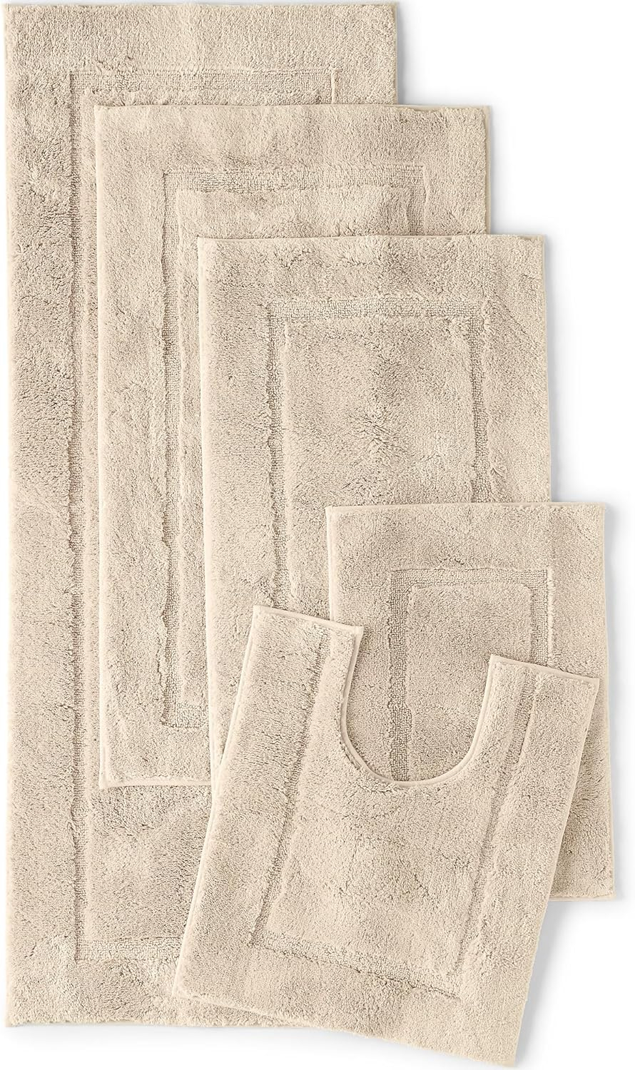 Lands' End Cotton Non-skid Double Sink Bath Rug 23x59 - 1'11"x4'11" - Dark Sand
