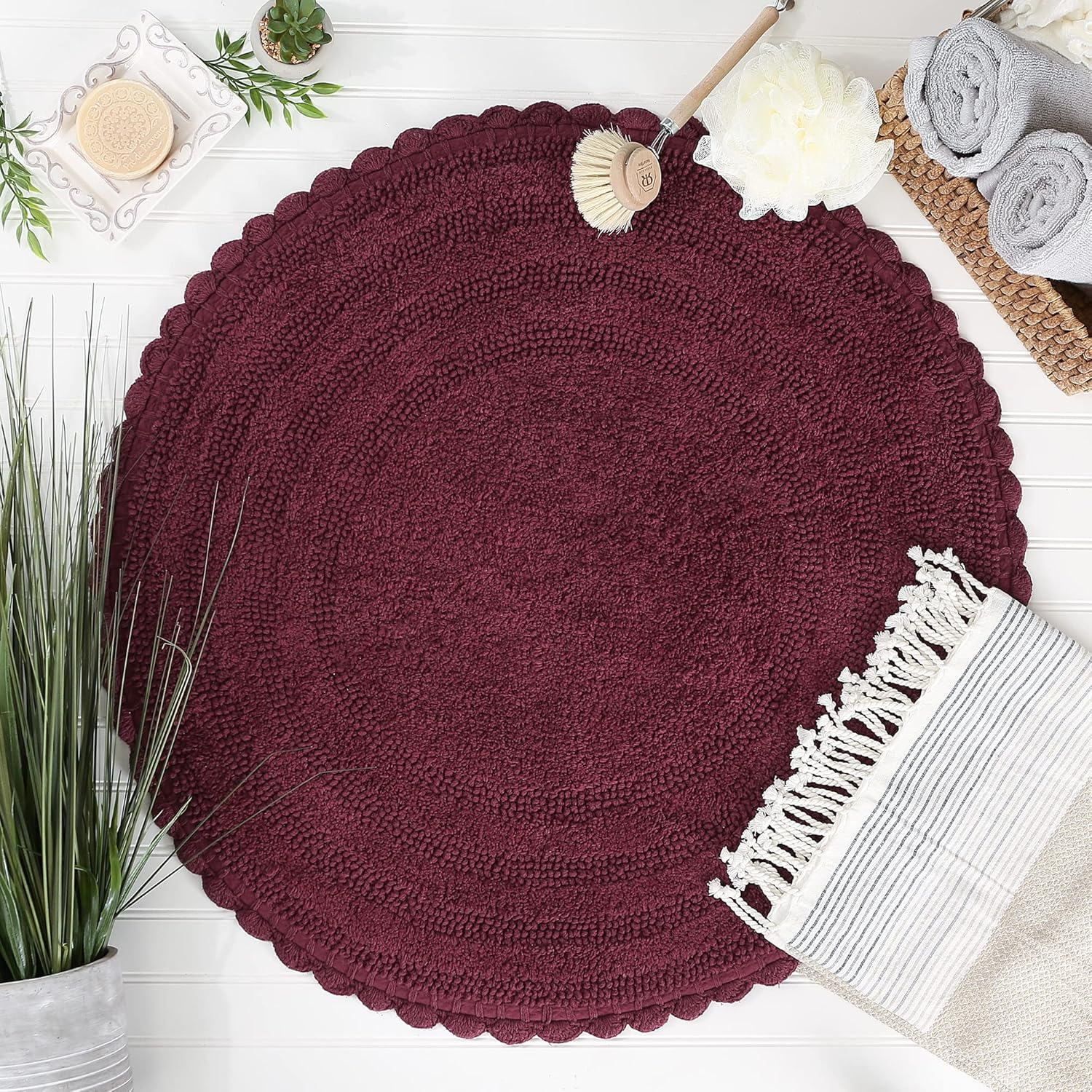 Wine Round Crochet Bath Mat