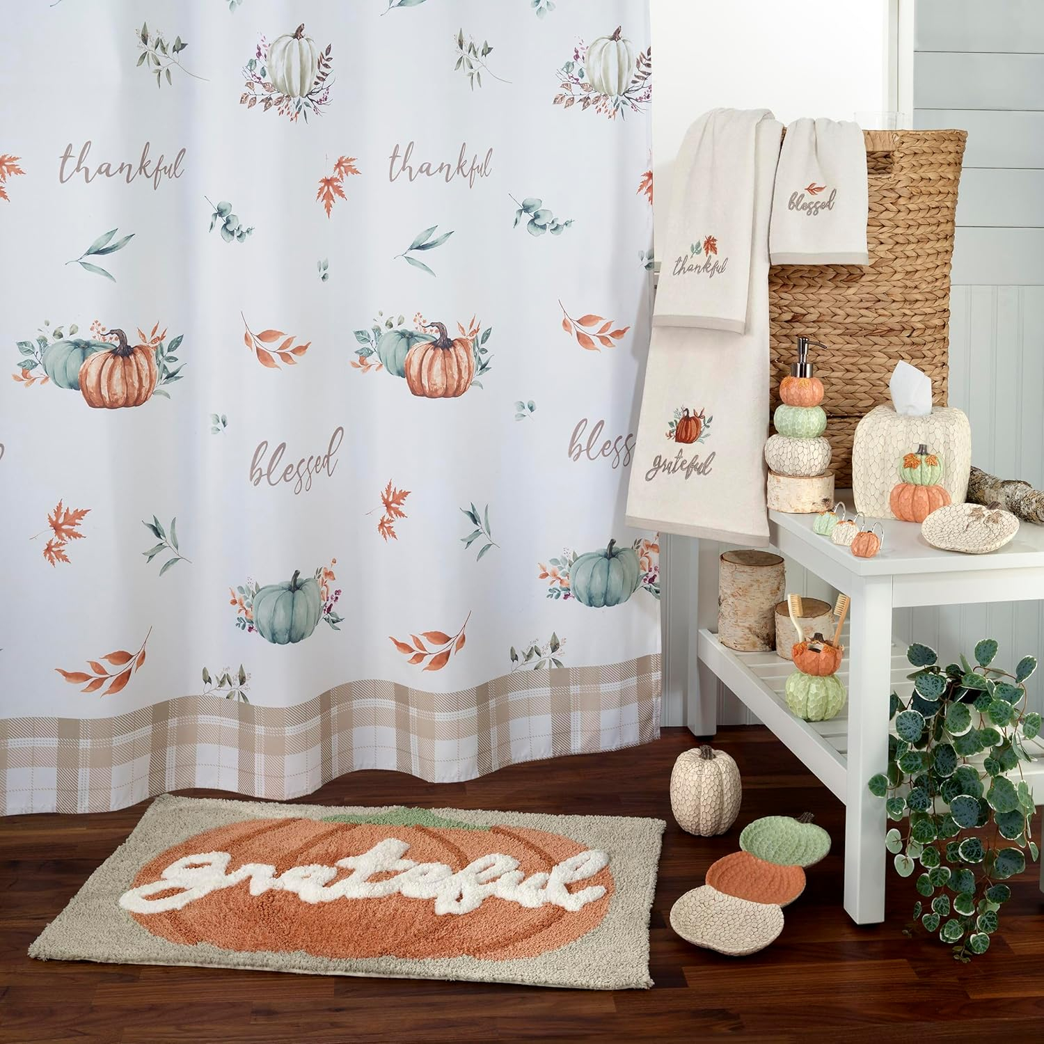 Ivory, Green, and Orange Pumpkin Resin Soap Dispenser