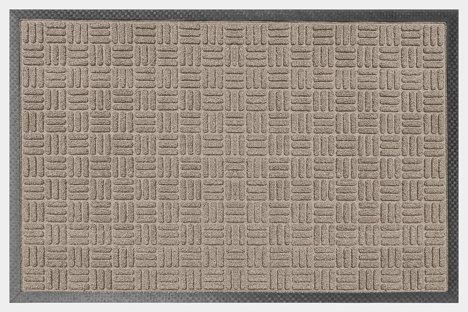 A1HC Indoor Outdoor Mat, Front and Back Entrance Welcome Mats, Front Door Patio Mats 24x36 Inches, Garage Mats, Office Mats, Non-Slip Easy Clean Entrance Washable Large Size Doormat, Beige Criss Cross