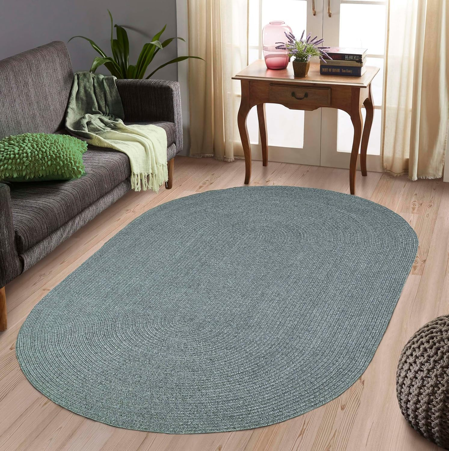 Superior Jute Oval Indoor Area Rug, Lagoon Breeze