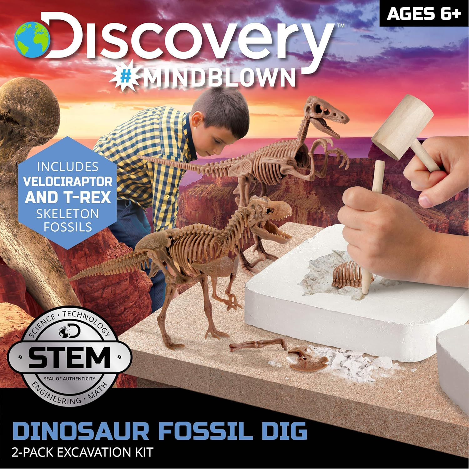 Discovery Mindblown Dinosaur Fossil Dig Excavation Kit with Tools