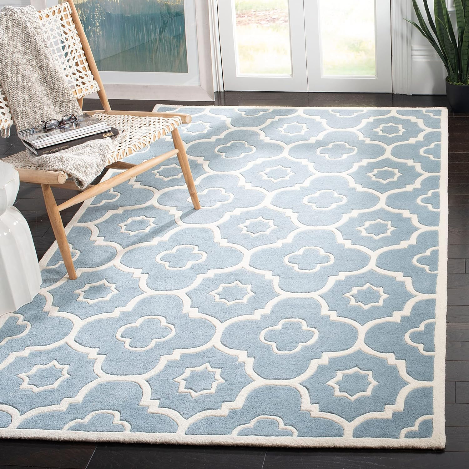 SAFAVIEH Chatham Diego Geometric Wool Area Rug, Green/Ivory, 8' x 10'