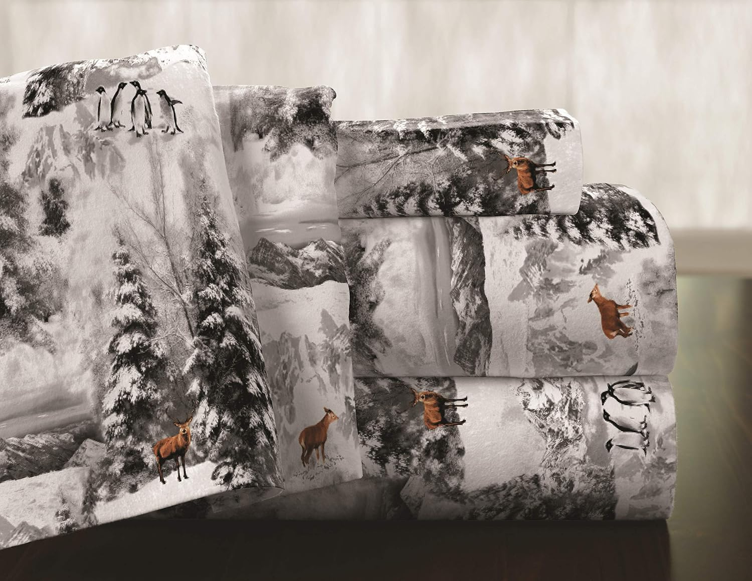Celeste Home 190 GSM Full/Queen, Winterland Duvet Set- Warm & Cozy - 100% Cotton Flannel Pre-Shrunk - Extra Soft - Comfy - Double Brushed