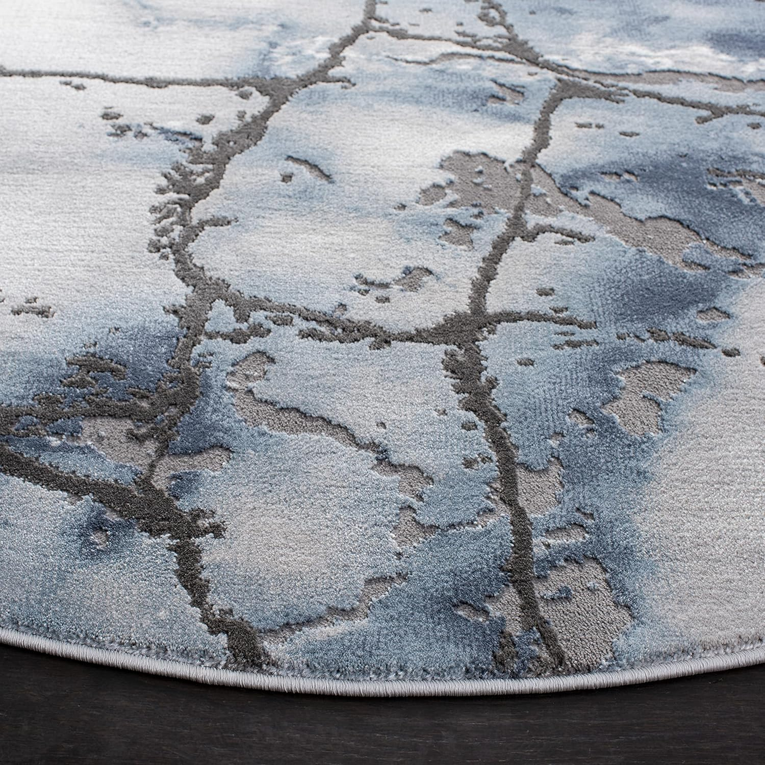 SAFAVIEH Craft Paul Abstract Marble Area Rug, 10' x 10' Round, Grey/Blue