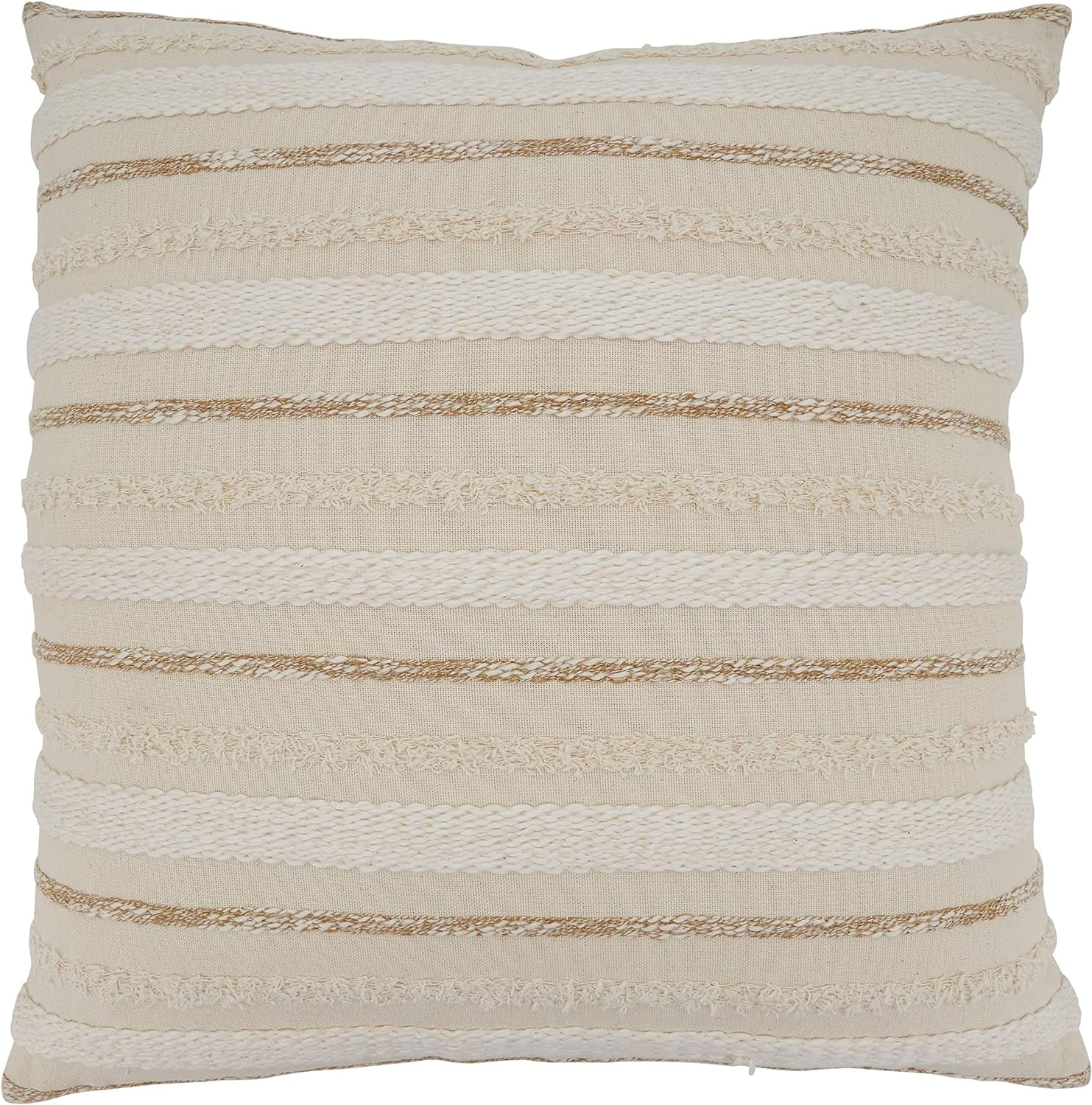 Saro Lifestyle Woven Stripe Design Down Filled Throw Pillow