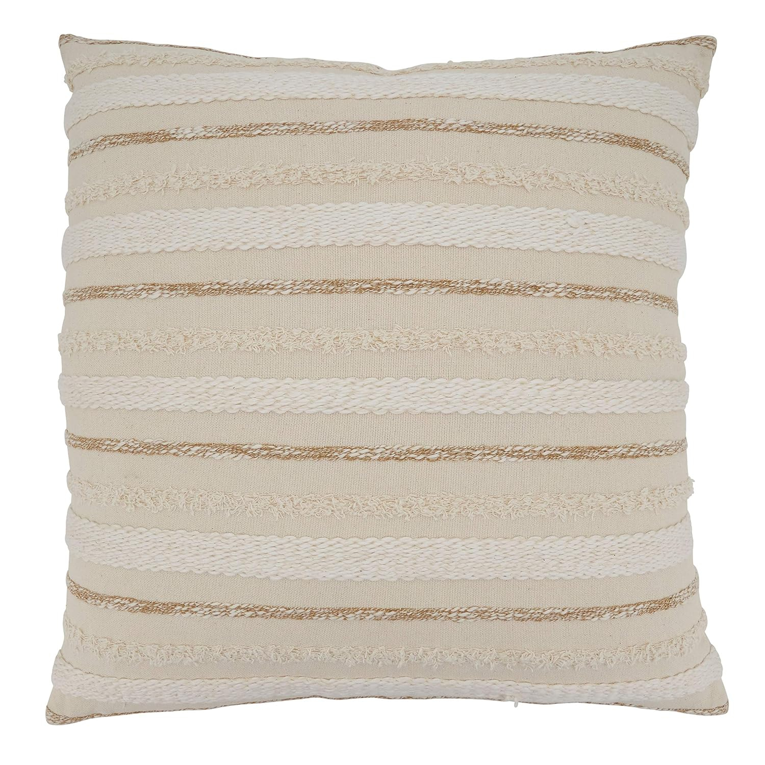 Saro Lifestyle Woven Stripe Design Down Filled Throw Pillow