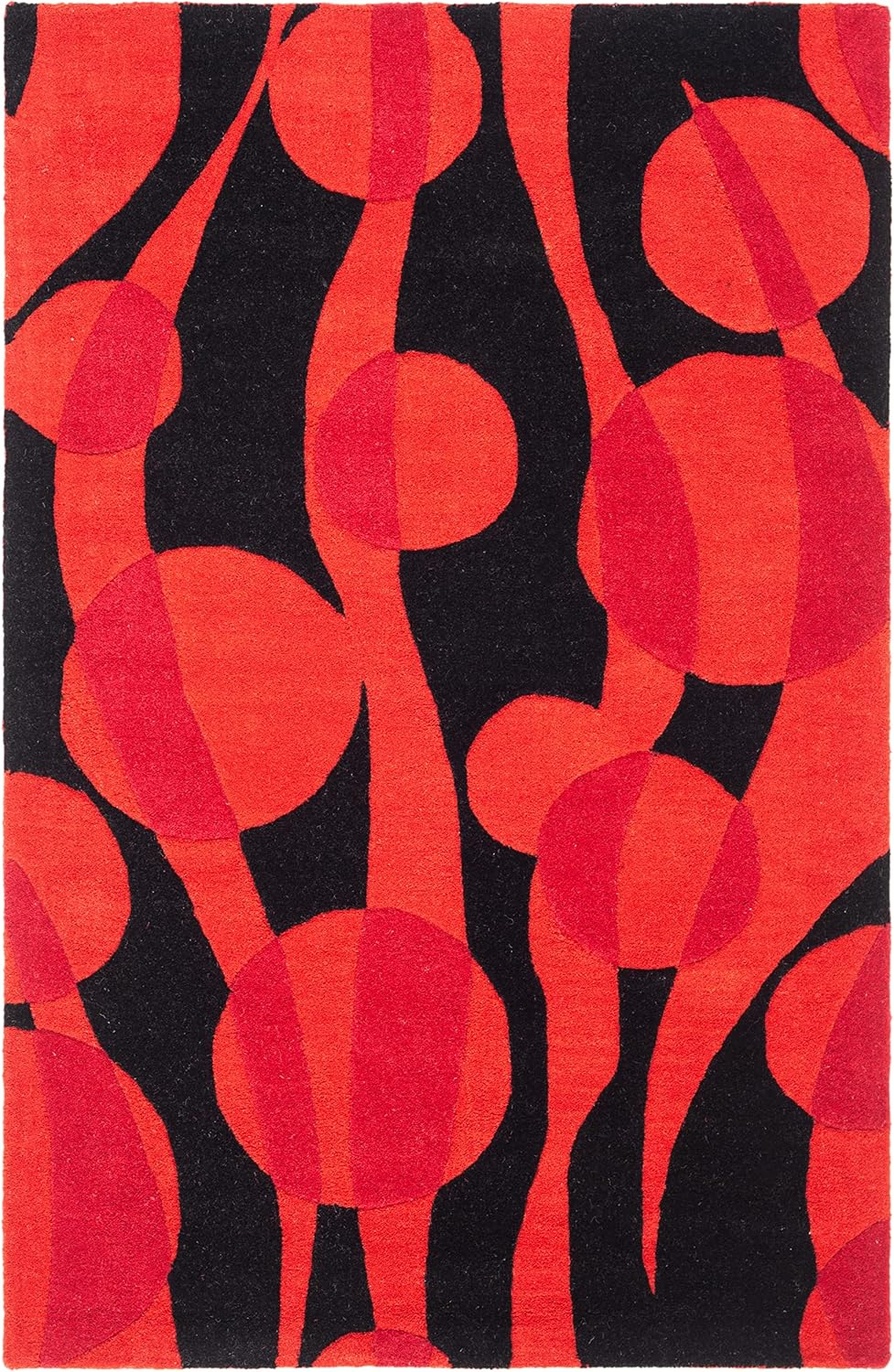 SAFAVIEH Soho Josie Abstract Wool Area Rug, Black/Red, 3'6" x 5'6"