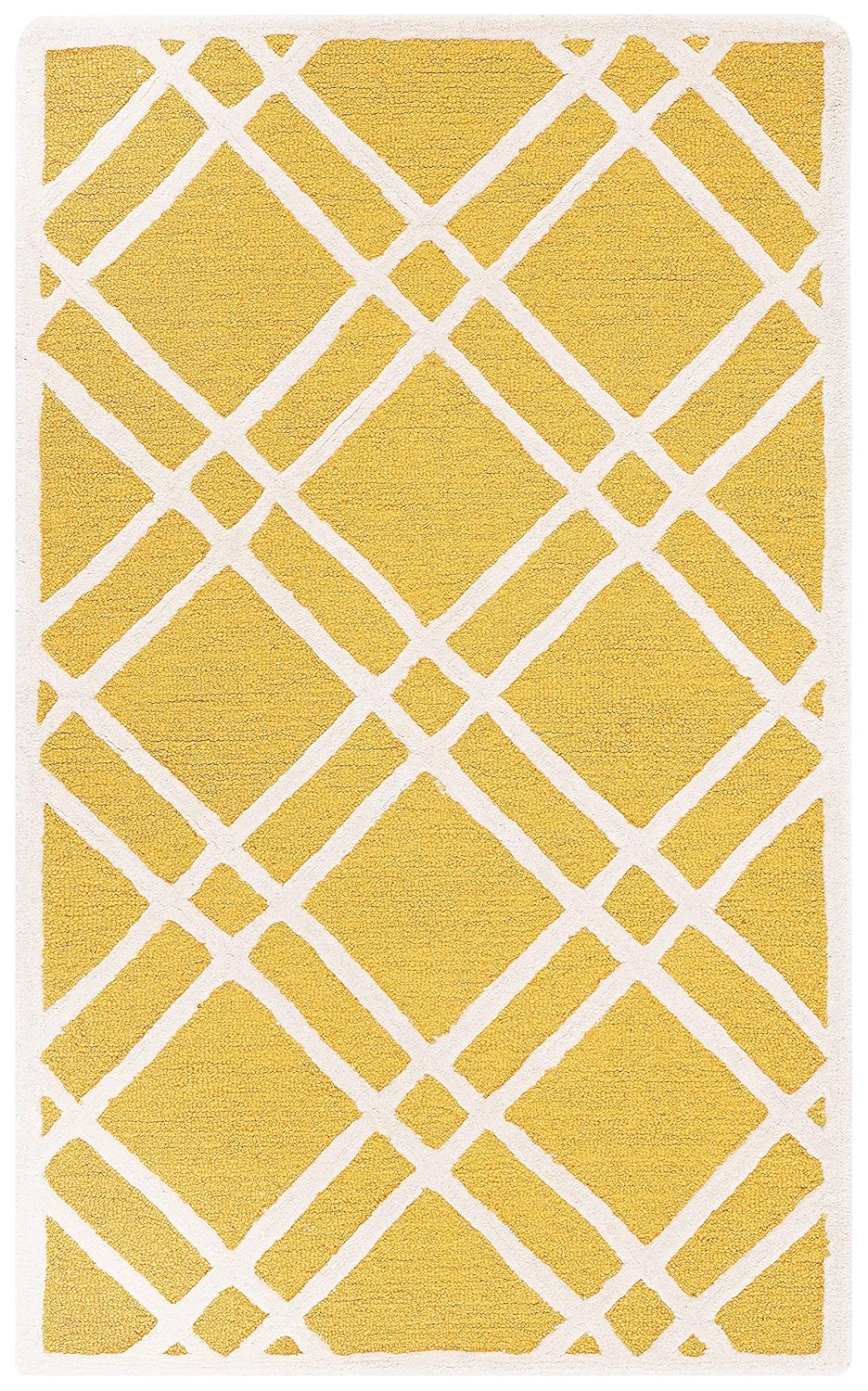 SAFAVIEH Cambridge Judy Geometric Wool Area Rug, Gold/Ivory, 2'6" x 4'