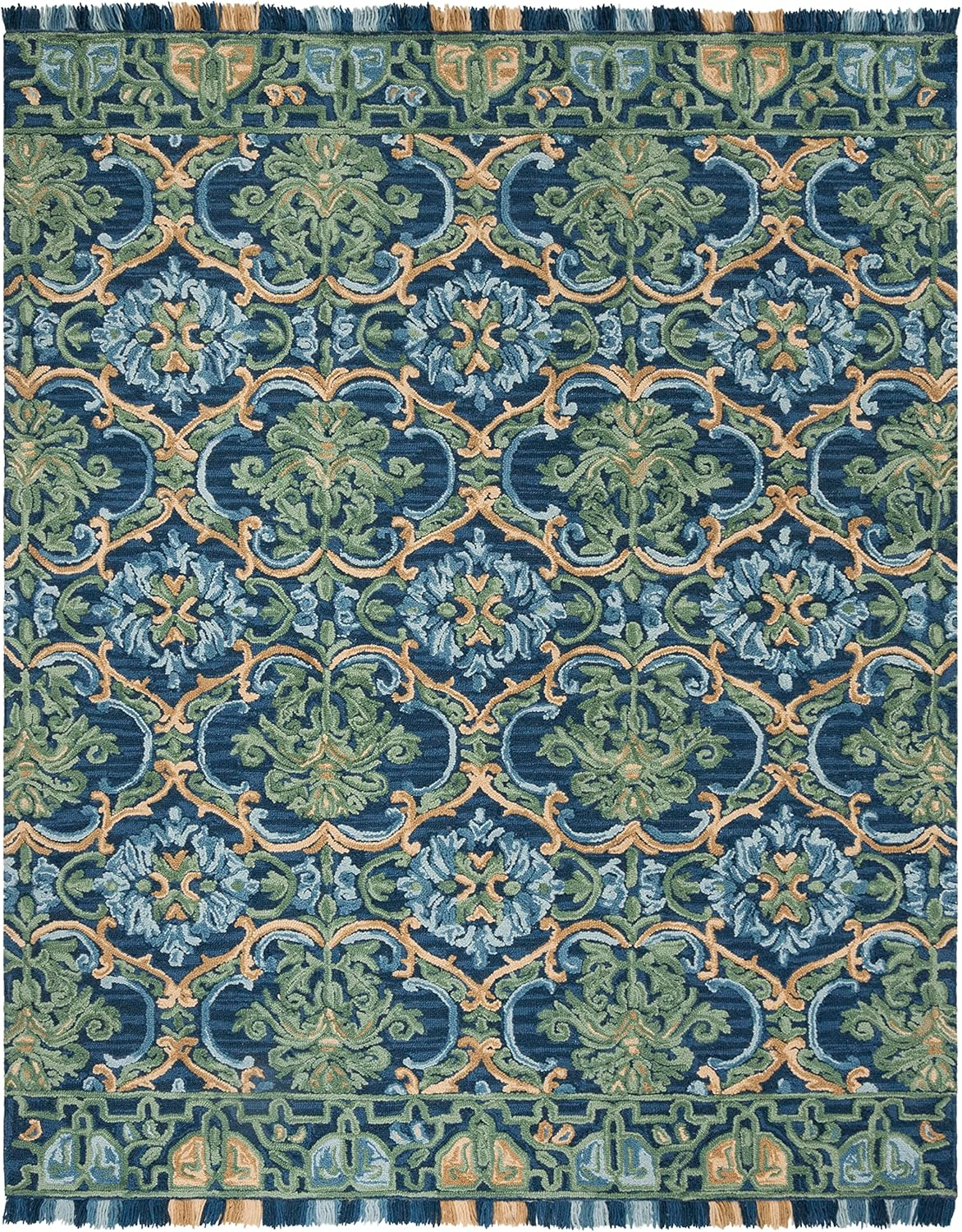 SAFAVIEH Blossom Abram Geometric Area Rug, Navy/Green, 11' x 15'