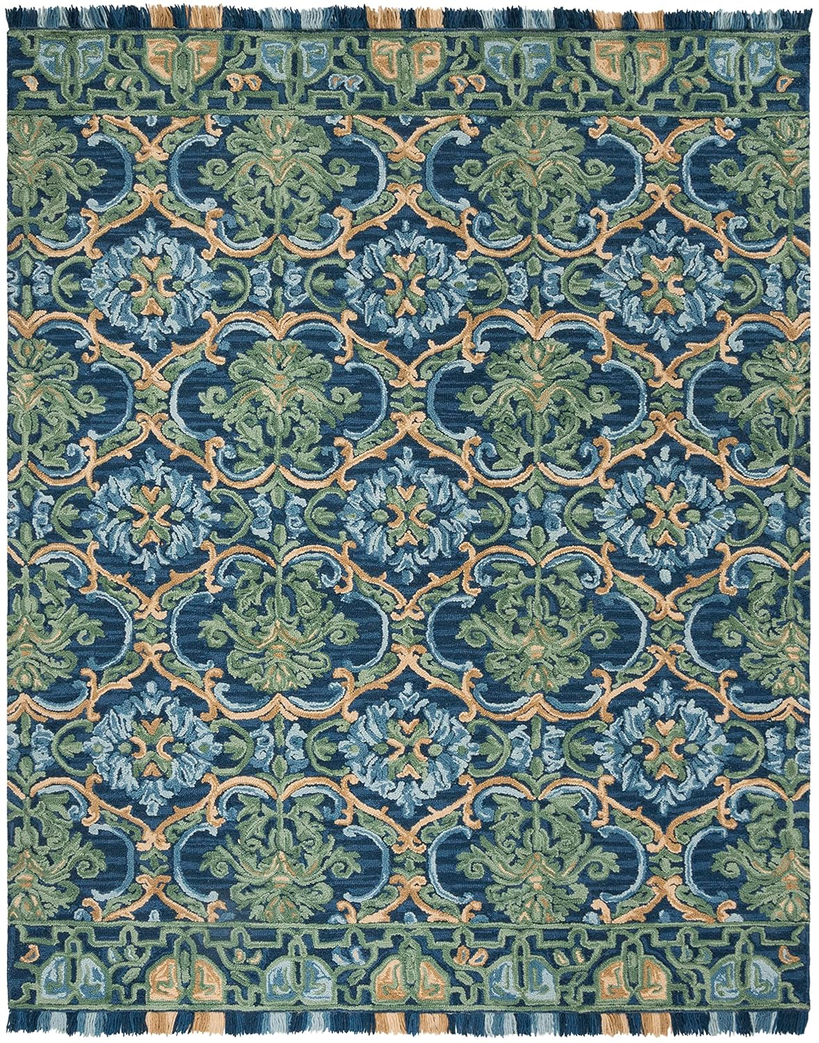 SAFAVIEH Blossom Abram Geometric Area Rug, Navy/Green, 11' x 15'