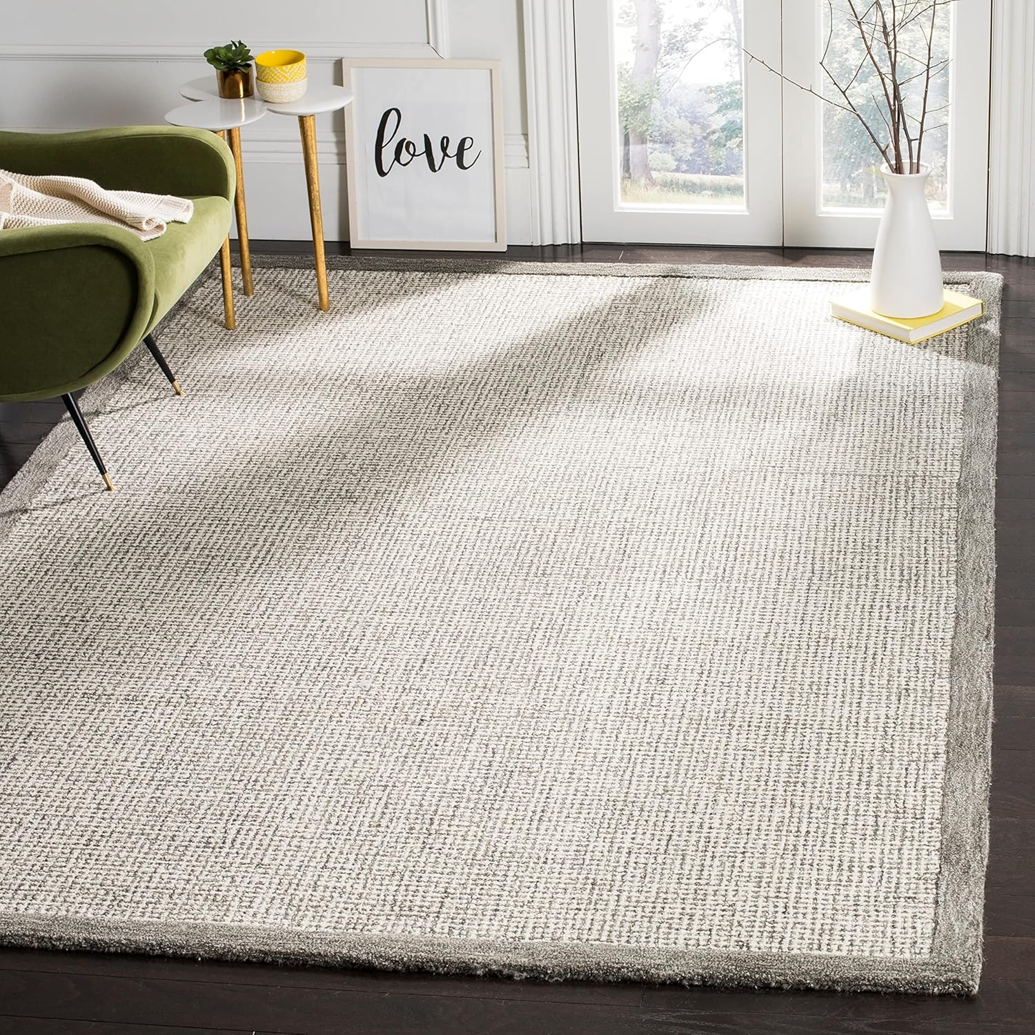 SAFAVIEH Abstract Collection Area Rug - 5' x 8', Gold & Grey, Handmade Wool, Ideal for High Traffic Areas in Living Room, Bedroom (ABT220B)