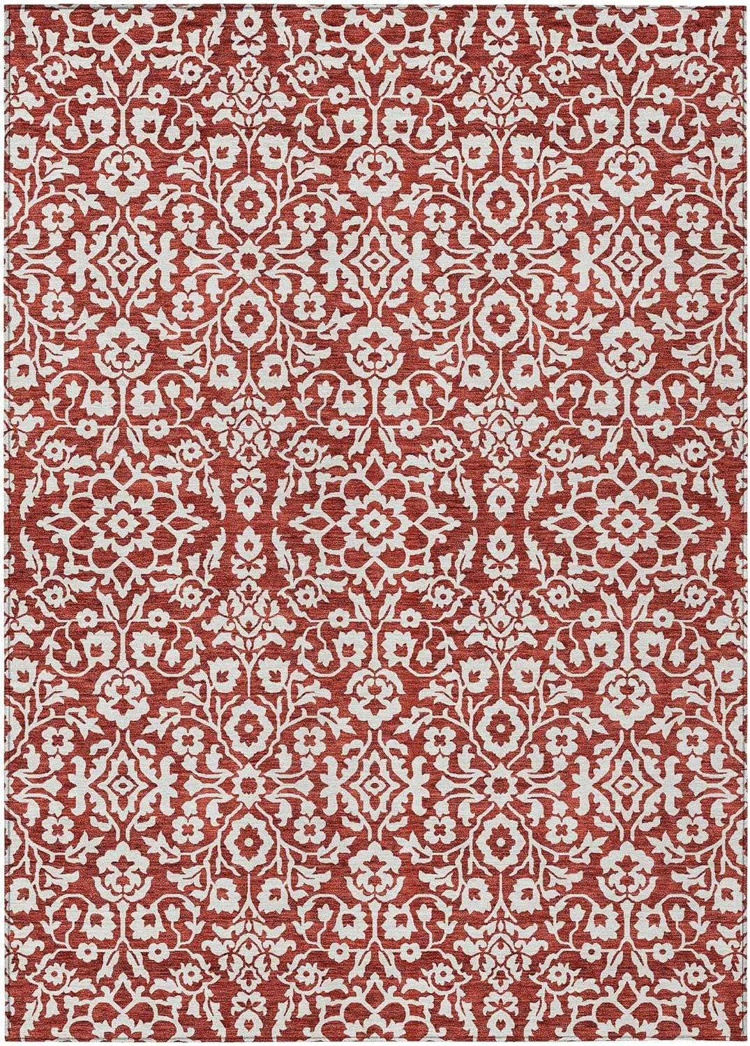 Red and White Synthetic Flat Woven Rectangular Rug 2'6" x 3'10"