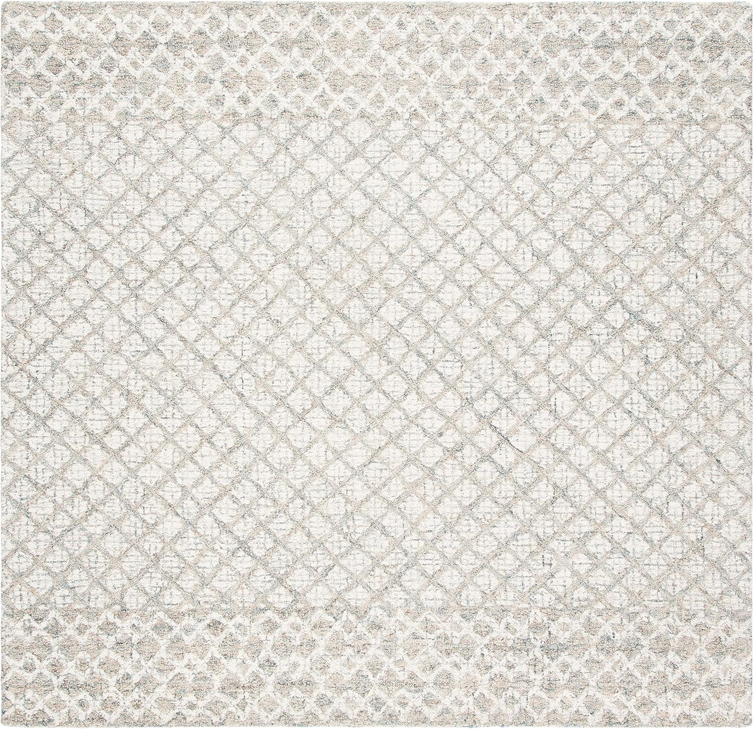 SAFAVIEH Abstract Ryder Abstract Wool Area Rug, Ivory/Grey, 8' x 8' Square