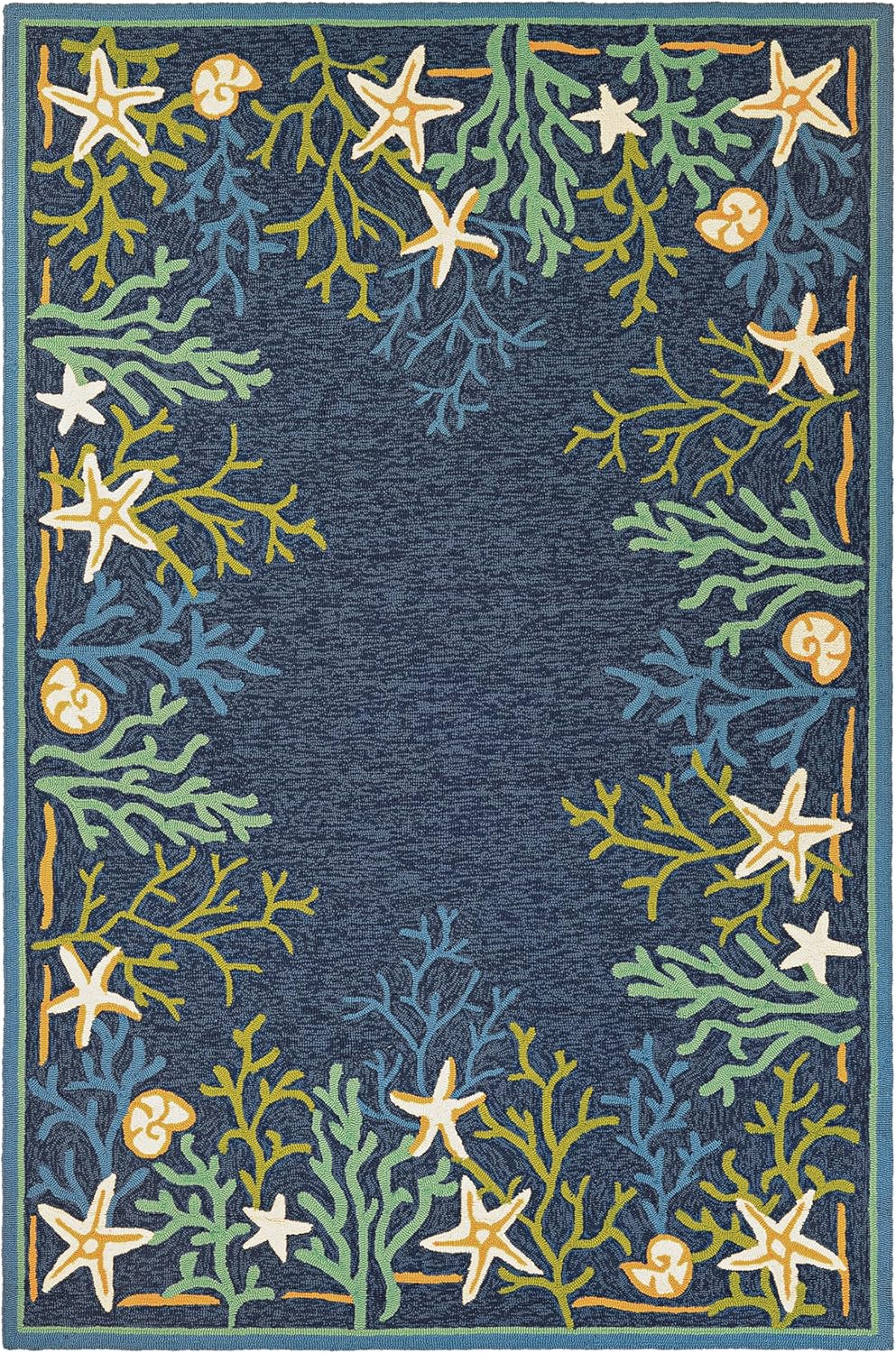 Couristan Outdoor Escape Sea Water Indoor / Outdoor Area Rug, Ocean Blue-Aqua, 3'6" x 5'6"