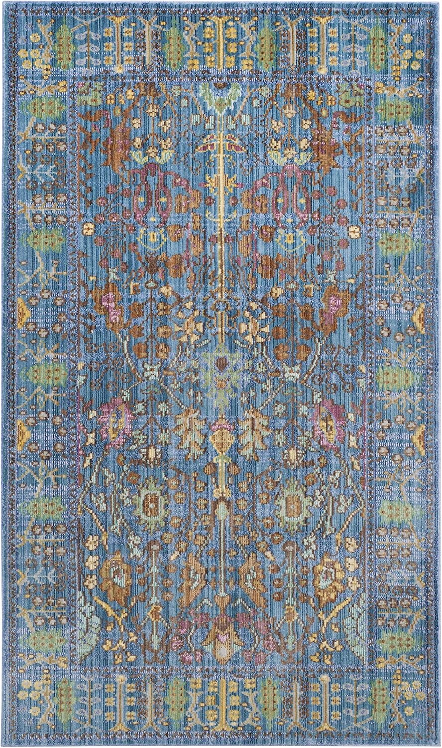 SAFAVIEH Valencia Collection 9' x 12' Blue/Multi VAL108M Boho Chic Distressed Area Rug