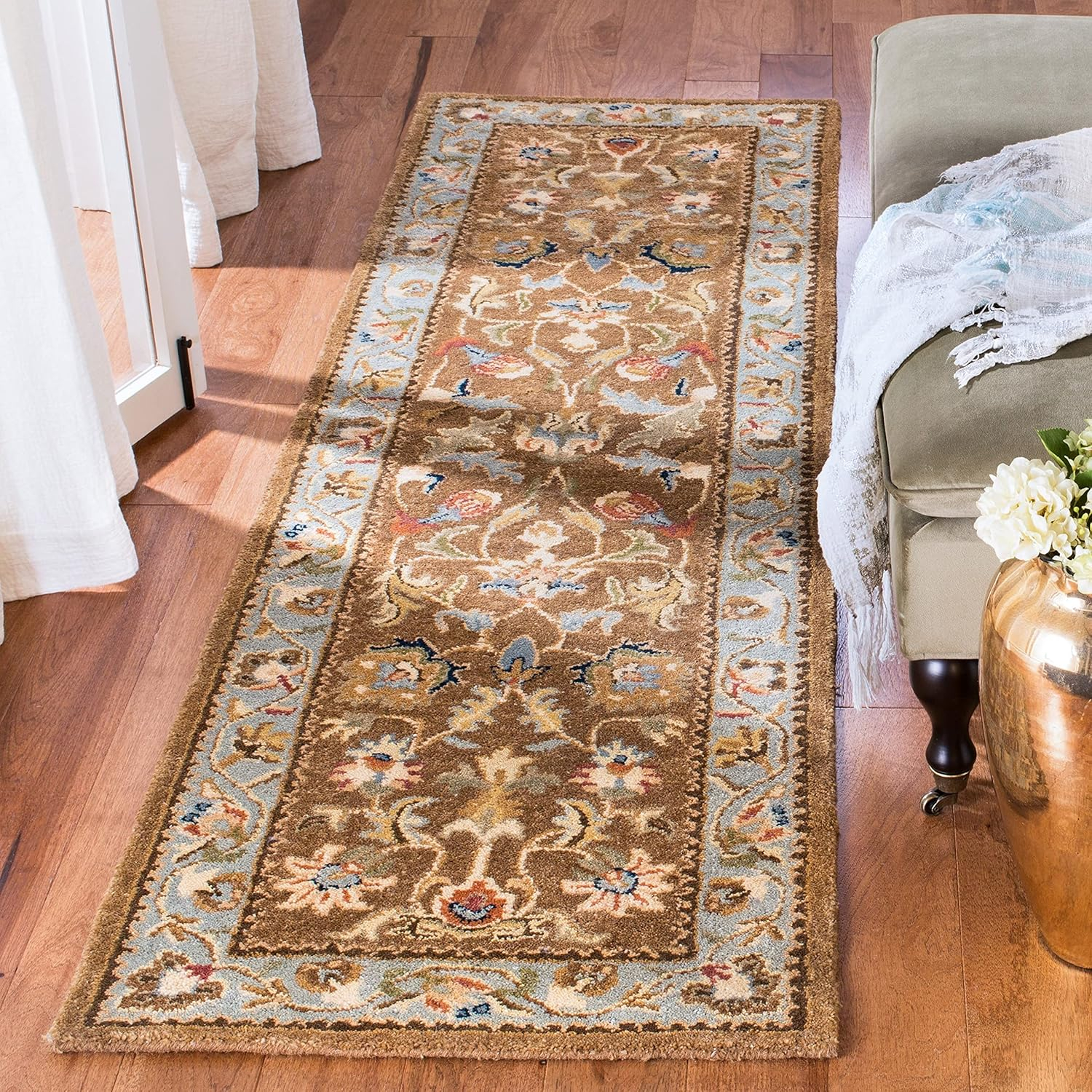 SAFAVIEH Bergama Michayla Traditional Wool Area Rug, Brown/Blue, 3' x 5'