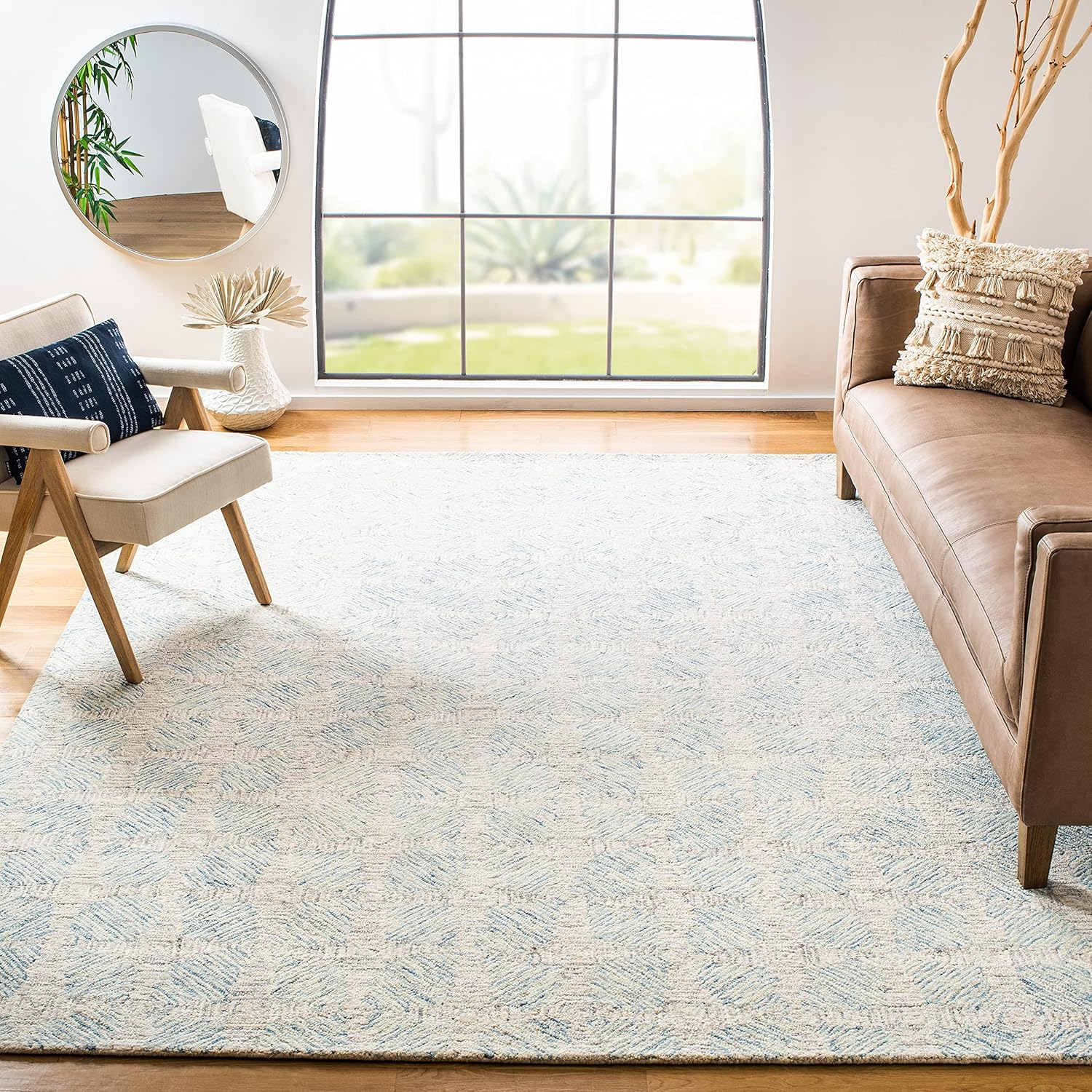 Safavieh  Handmade Abstract Stevana Modern Wool Rug 9' x 12' 9' x 12' Indoor, Handmade Living Room, Bedroom, Dining Room Rectangle