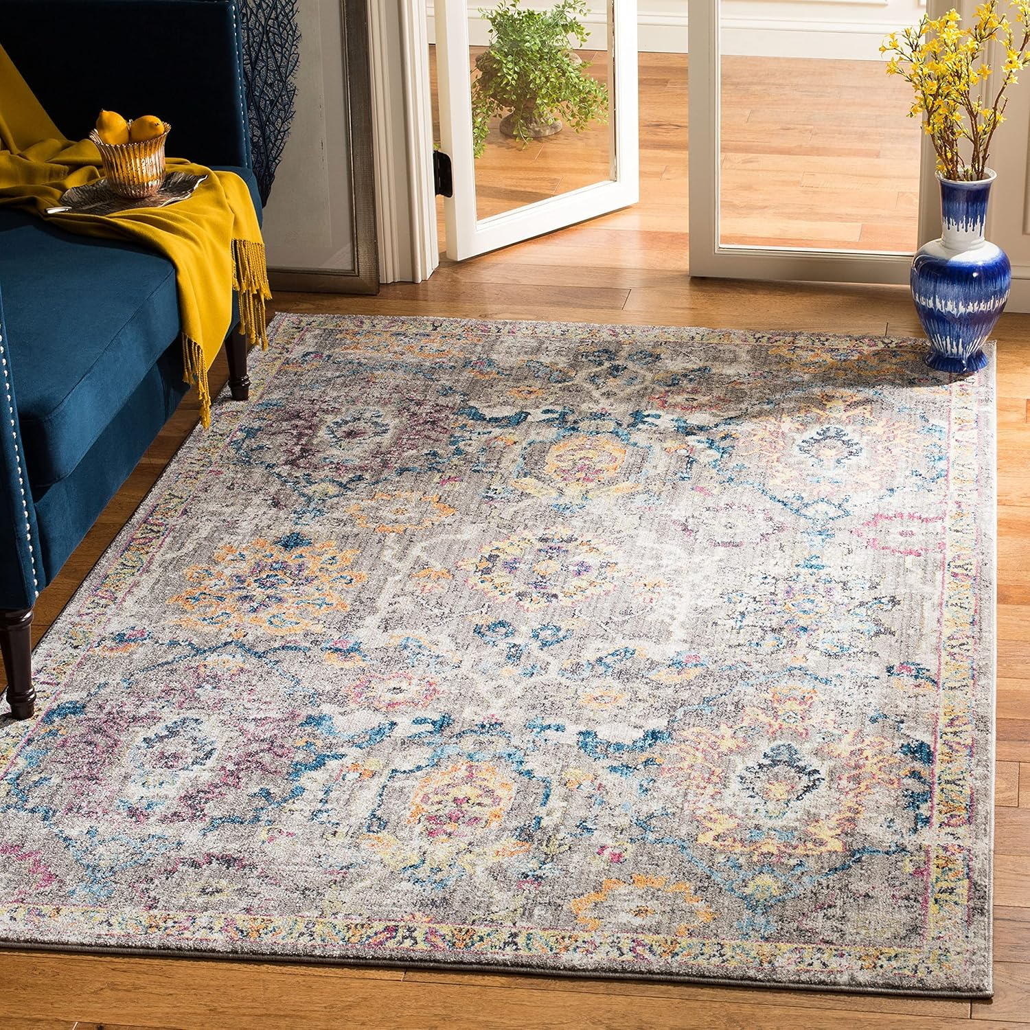 SAFAVIEH Bristol Collection 8' x 10' Grey/Blue BTL347A Boho Chic Distressed Area Rug