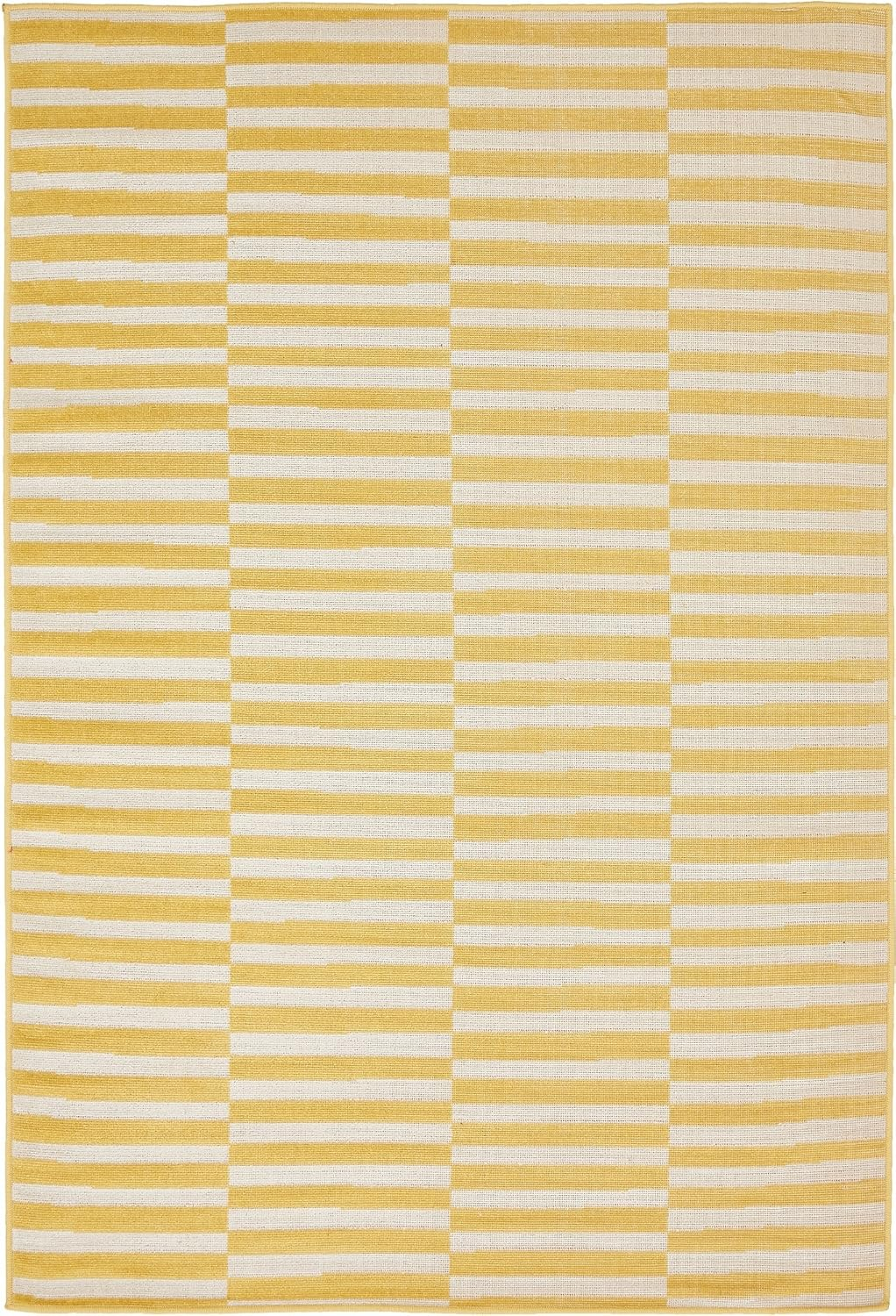 Unique Loom Williamsburg Collection Area Rug - Striped (4' 1" x 6' 1" Rectangle Yellow/Ivory)