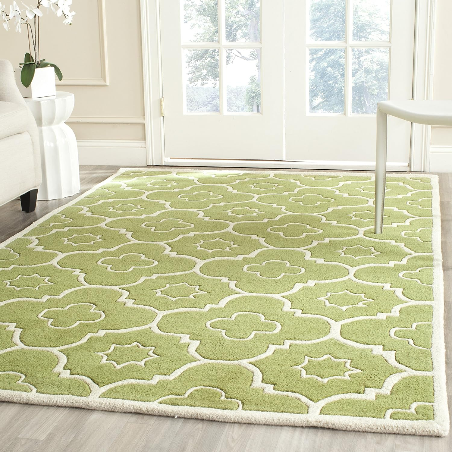 SAFAVIEH Chatham Diego Geometric Wool Area Rug, Green/Ivory, 3' x 5'
