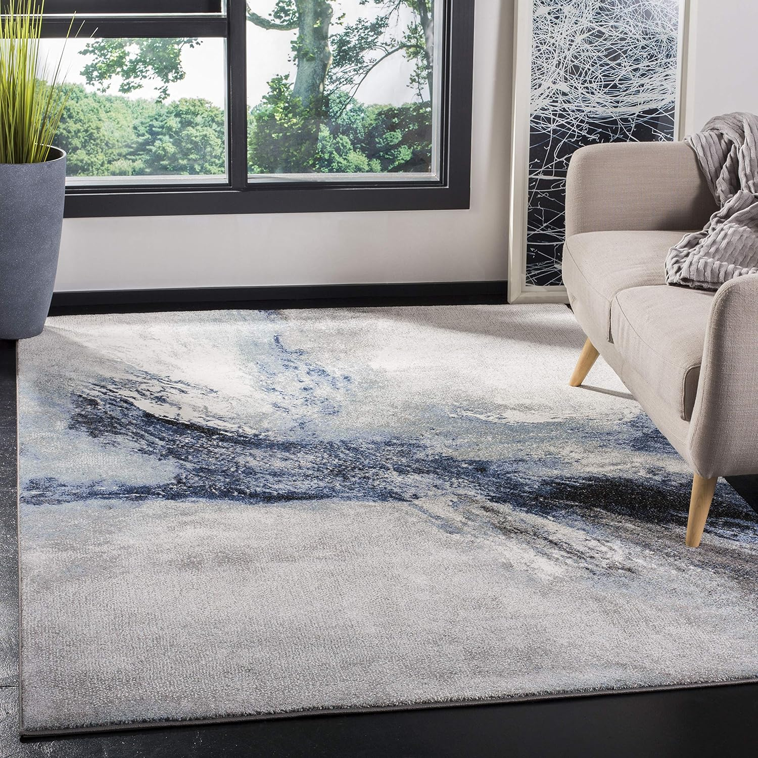 Safavieh  Galaxy Consuela Modern Abstract Rug Blue/Grey 10'6" x  14' 10' x 14' Indoor Living Room,Bedroom,Dining Room Rectangle