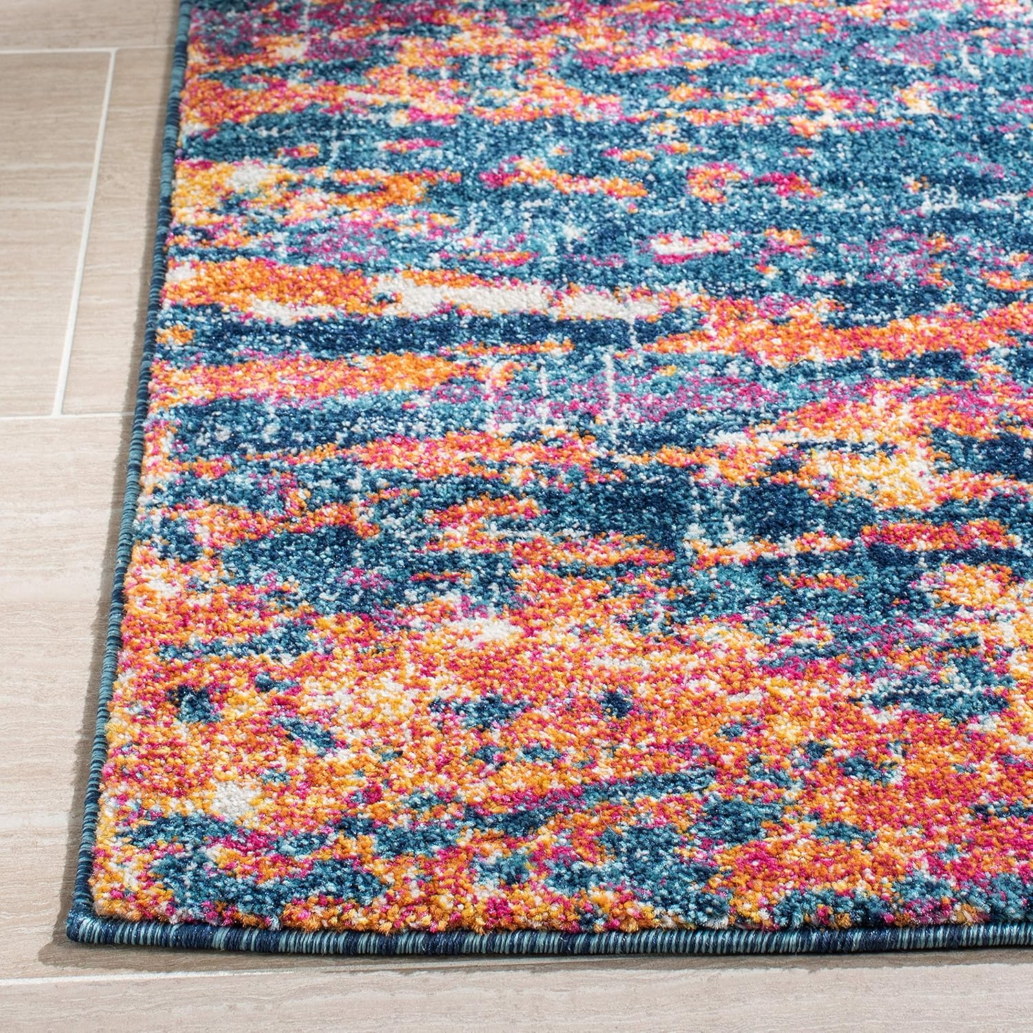 SAFAVIEH Evoke Frosina Abstract Area Rug, Navy/Orange, 5'3" x 7'6"