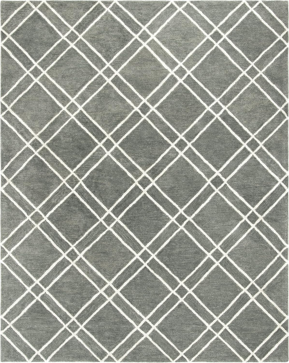 SAFAVIEH Himalaya Maralyn Geometric Wool Area Rug, Dark Grey/Ivory, 9' x 12'