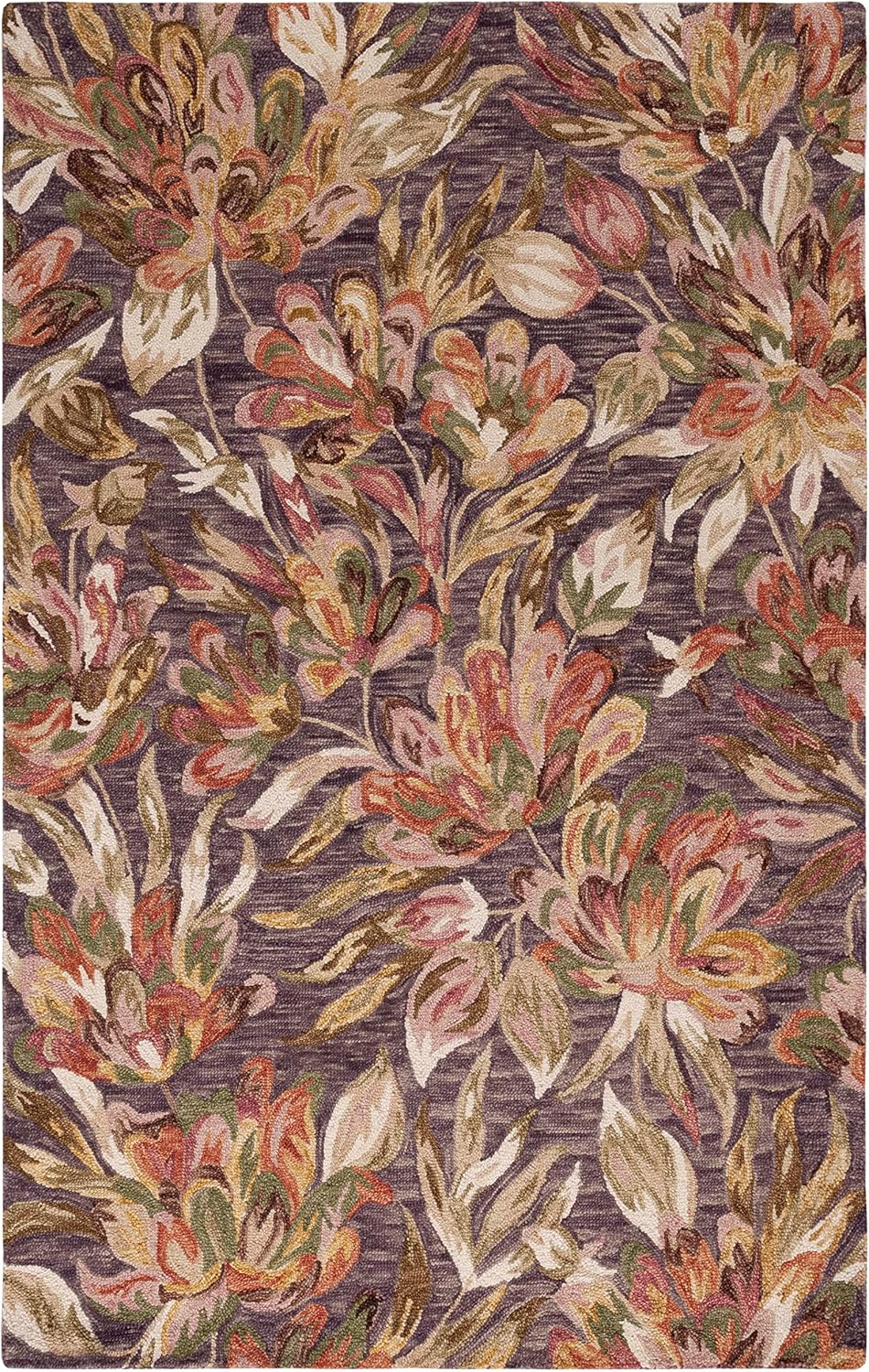SAFAVIEH Blossom Tobias Floral Area Rug, Purple/Sage, 5' x 8'