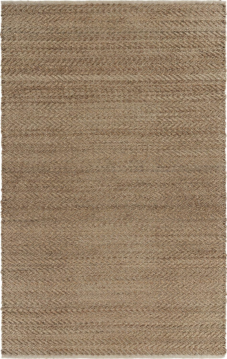 LR Home 5x8 Scalloped Natural Jute Indoor Area Rug for Home Decor | Classic Rugs for Bedroom, Living Room, Playroom, Entryway | Modern Farmhouse Boho Area Rug for Room Decor | Tan