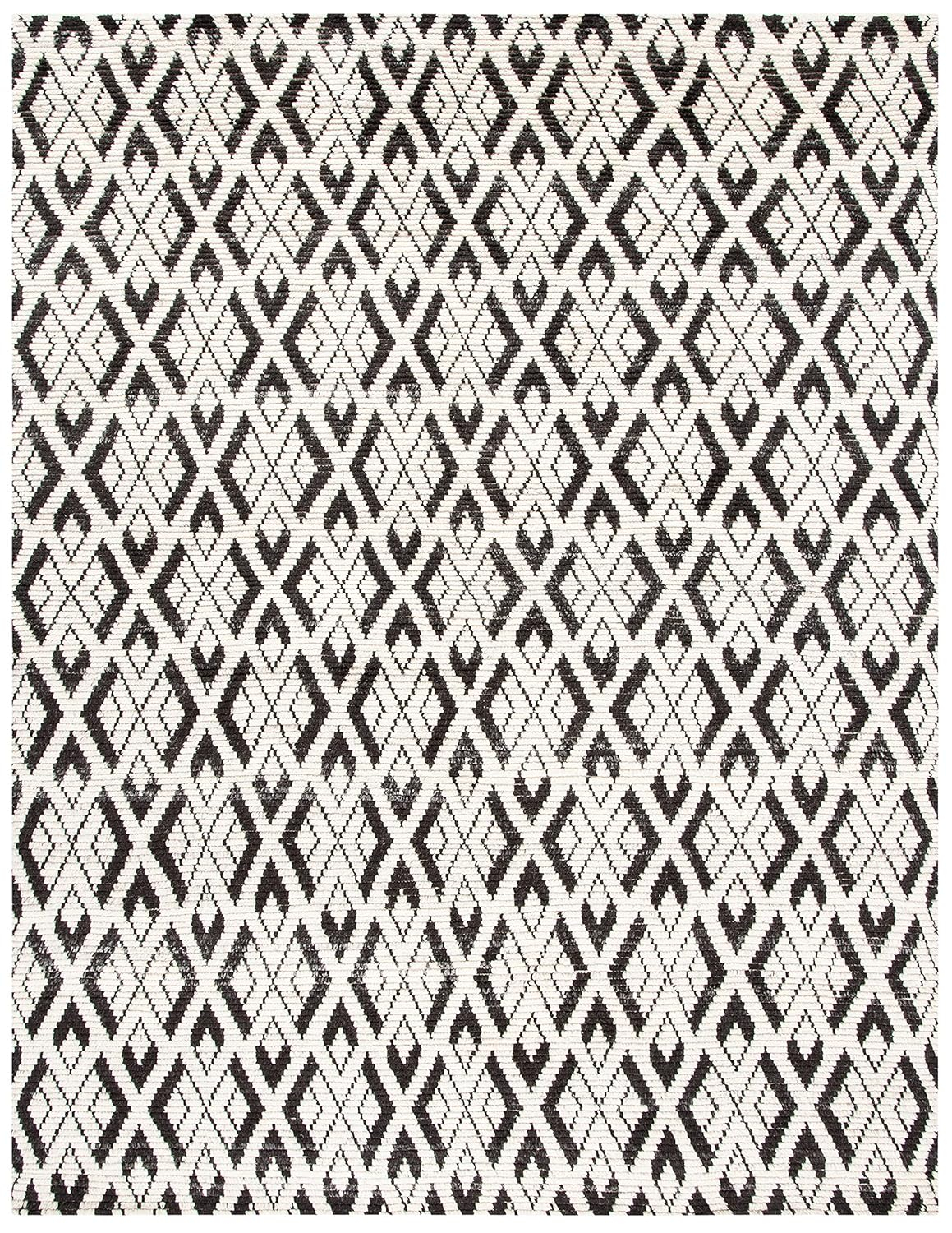 Ivory and Black Hand-Knotted Wool 6' x 9' Area Rug
