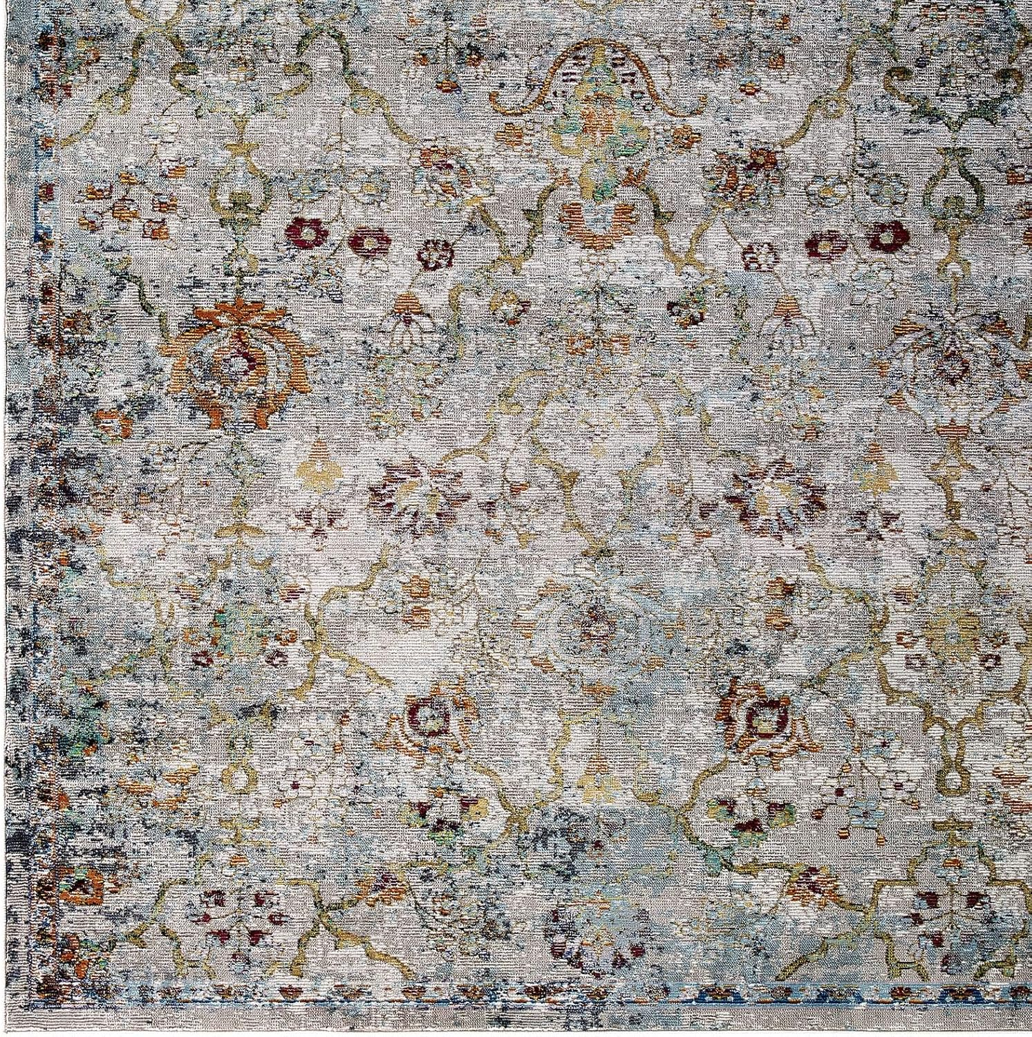 Manuka Blue Floral Synthetic 4' x 6' Area Rug