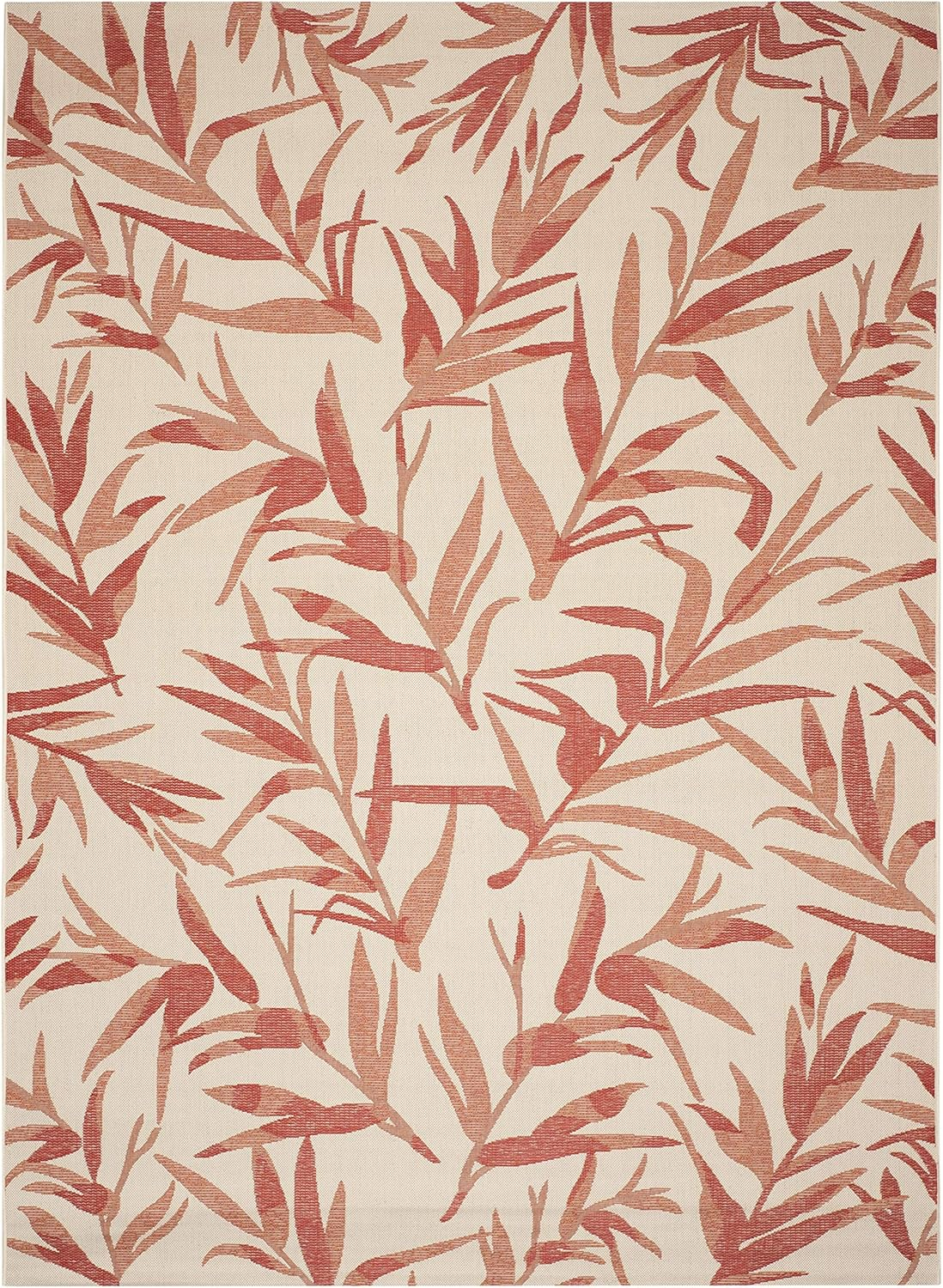SAFAVIEH Courtyard Alannis Botanical Indoor/Outdoor Area Rug, Beige/Terracotta, 9' x 12'
