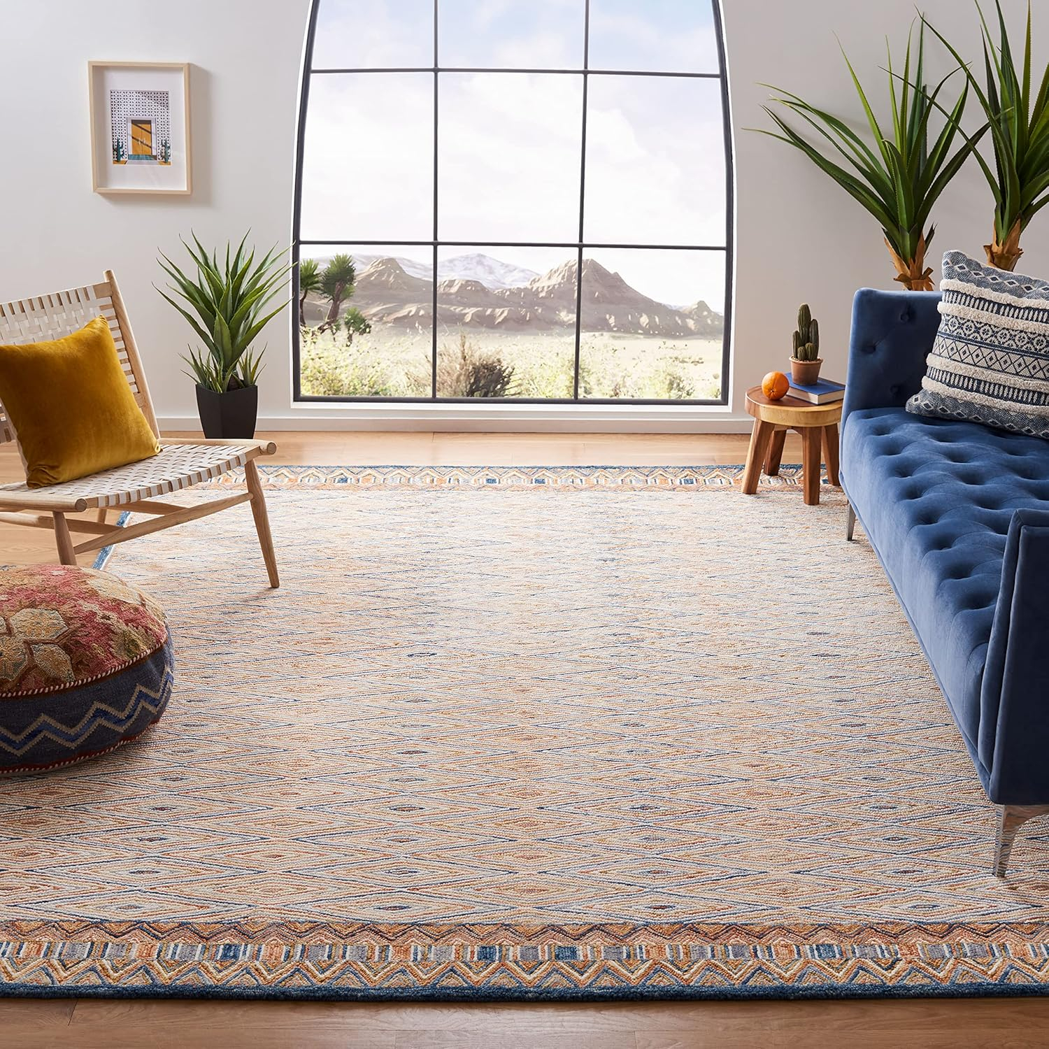 SAFAVIEH Aspen Millicent Geometric Wool Area Rug, Gold/Rust, 9' x 12'