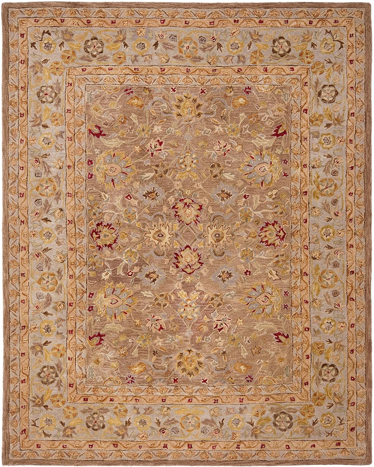 SAFAVIEH Anatolia Tracy Floral Wool Area Rug, Tan/Ivory, 11' x 15'