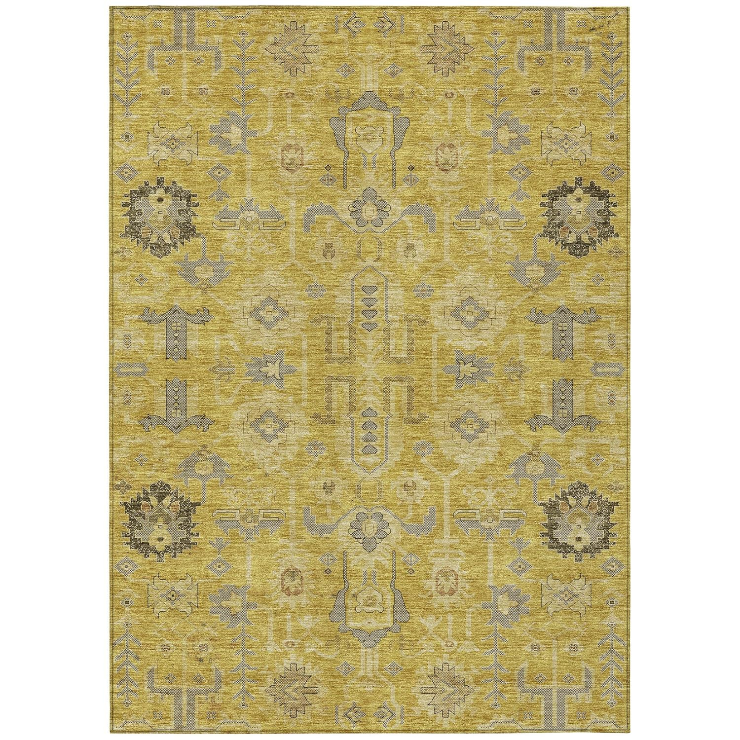 Addison Rugs Chantille ACN697GO 2 x 3 (ft) Polyester Gold Rectangular Indoor/Outdoor Geometric Machine washable Area rug
