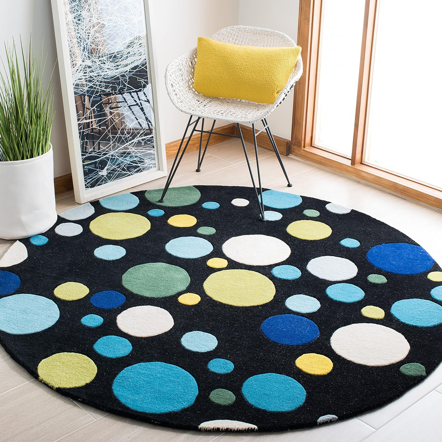 SAFAVIEH Soho Dots Polka Dots Wool Area Rug, Grey/Multi, 5' x 8'