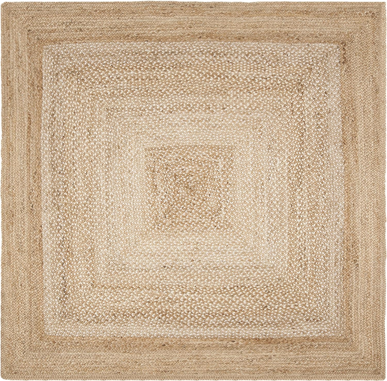 SAFAVIEH Natural Fiber Leo Geometric Area Rug, Natural/Ivory, 4' x 4' Square