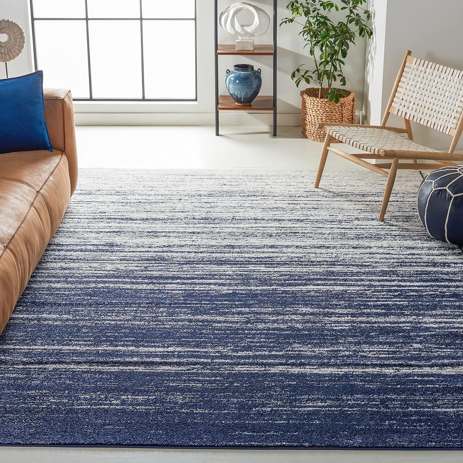 SAFAVIEH Adirondack Esmond Abstract Area Rug, Navy/Ivory, 6' x 6' Square